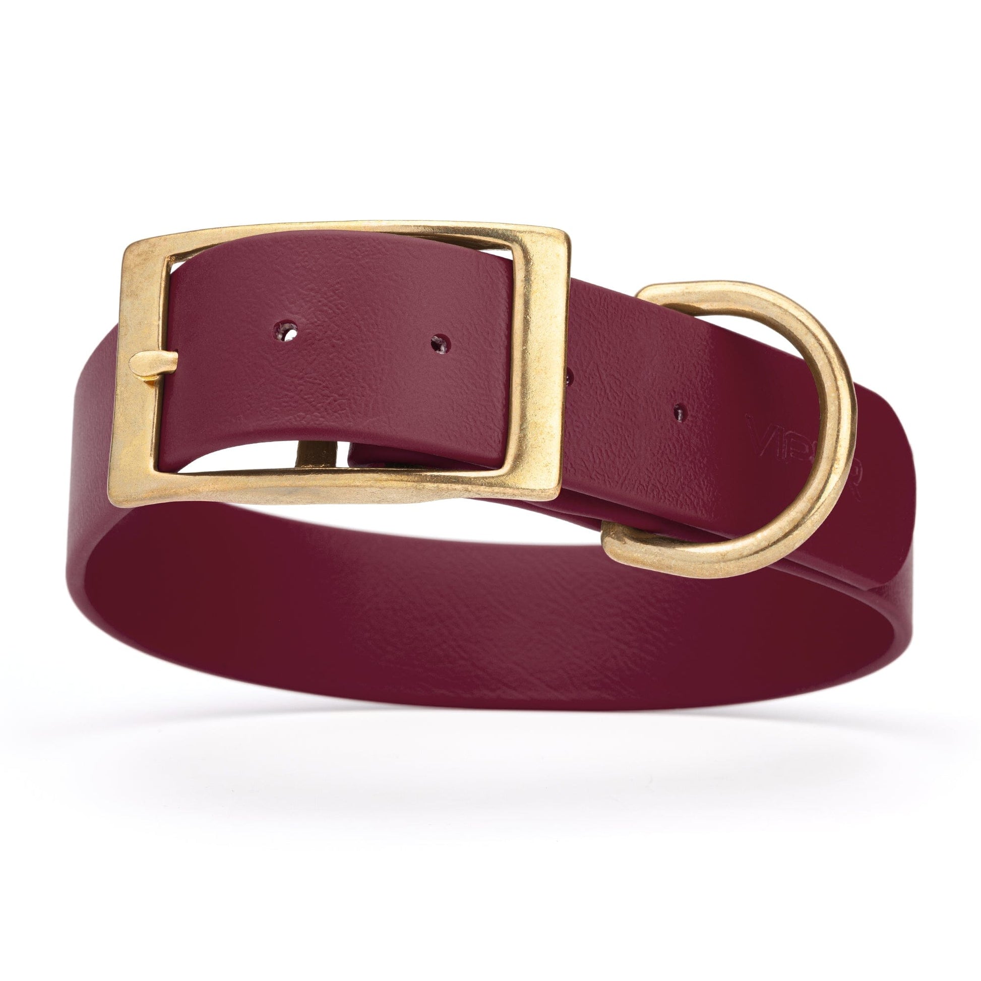 Viper Biothane Waterproof Dog Collar - Brass Hardware - 1.5in Wide - Size XXL (24" - 28") Merlot Burgundy L 24"-28" x W 1.5" Dog Collar Dogline