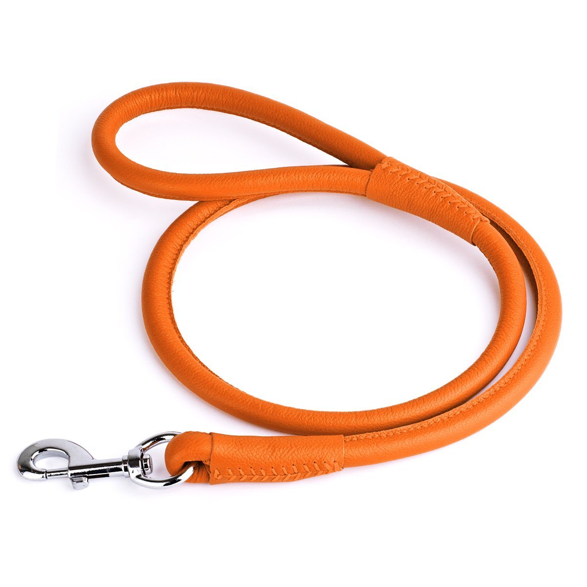Soft Leather Round Dog Lead Orange 1 2" Dog Leashes Dogline