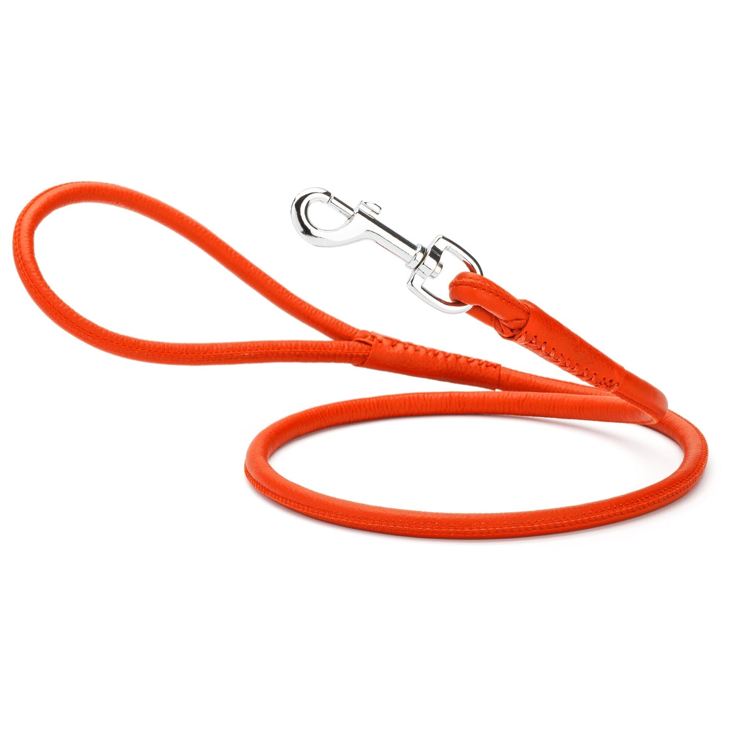 Soft Leather Round Dog Lead Orange Dog Leashes Dogline