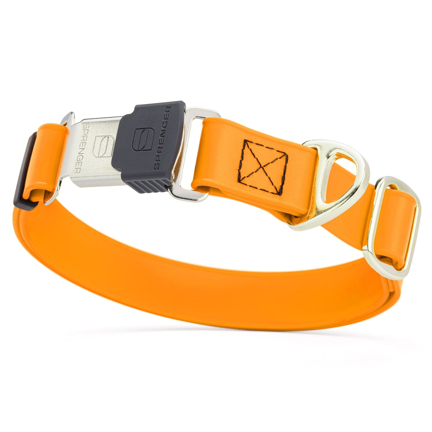 Dogline Biothane Waterproof Dog Collar with Herm Sprenger Stainless Steel Quick Release Buckle Tangerine Orange Silver Buckle Dog Collar Dogline