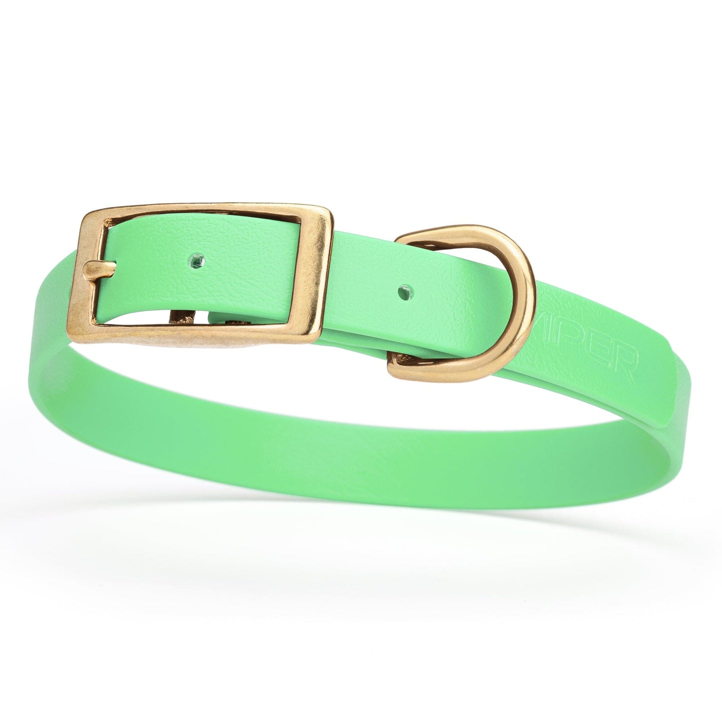 Viper Biothane Waterproof Dog Collar - Brass Hardware - Size M (15" - 18") Sea Foam Green L 15"-18" x W 3 4" Dog Collar Dogline