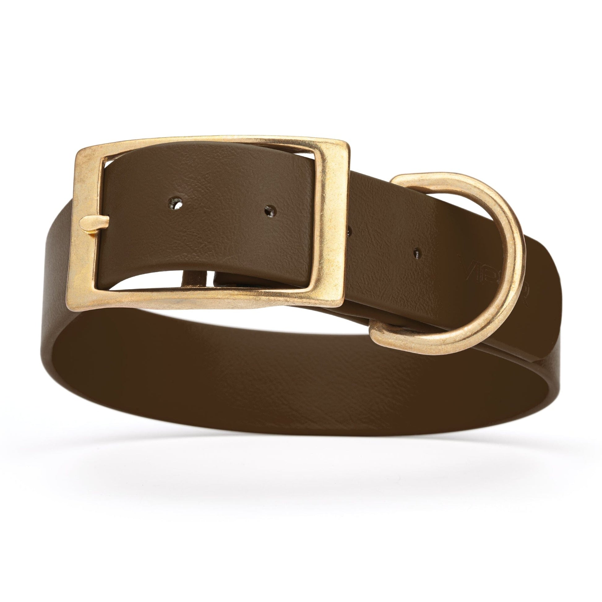 Viper Biothane Waterproof Dog Collar - Brass Hardware - 1.5in Wide - Size XL (20" - 24") Dark Chocolate Brown L 20"-24" x W 1.5" Dog Collar Dogline