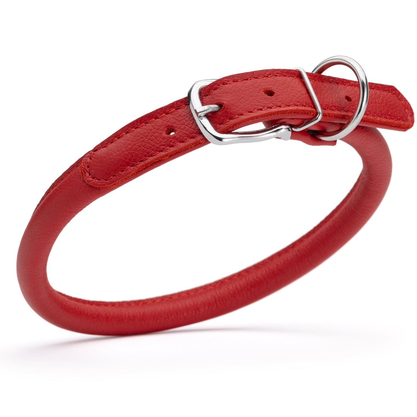 Soft Leather Round Dog Collar Red 1 2" Dog Collar Dogline
