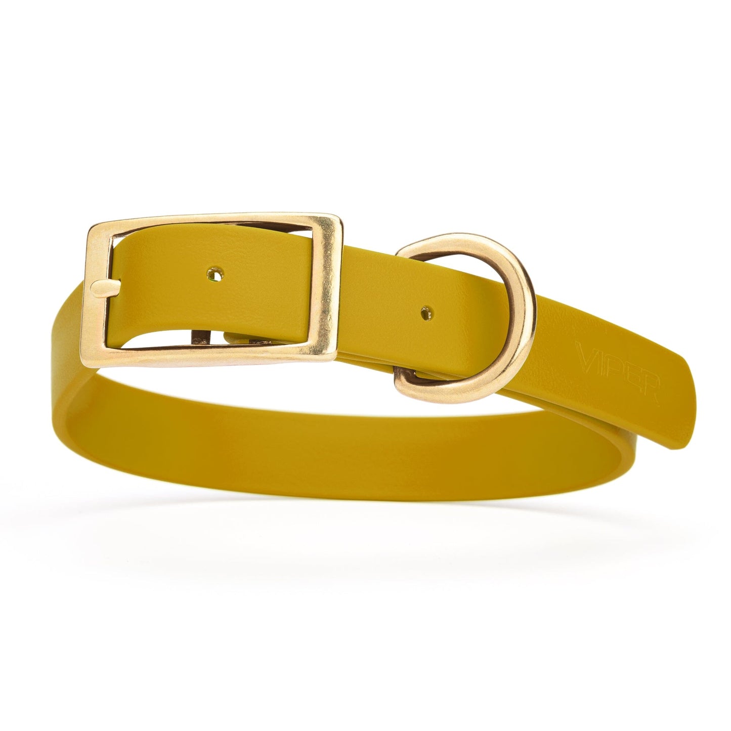 Viper Biothane Waterproof Dog Collar - Brass Hardware - Size L (18" - 22") Treasure Gold L 18"-22" x W 1" Dog Collar Dogline