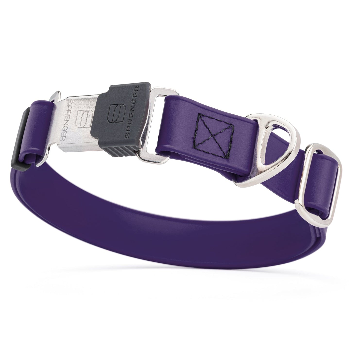 Dogline Biothane Waterproof Dog Collar with Herm Sprenger Stainless Steel Quick Release Buckle Violet Purple Silver Buckle Dog Collar Dogline