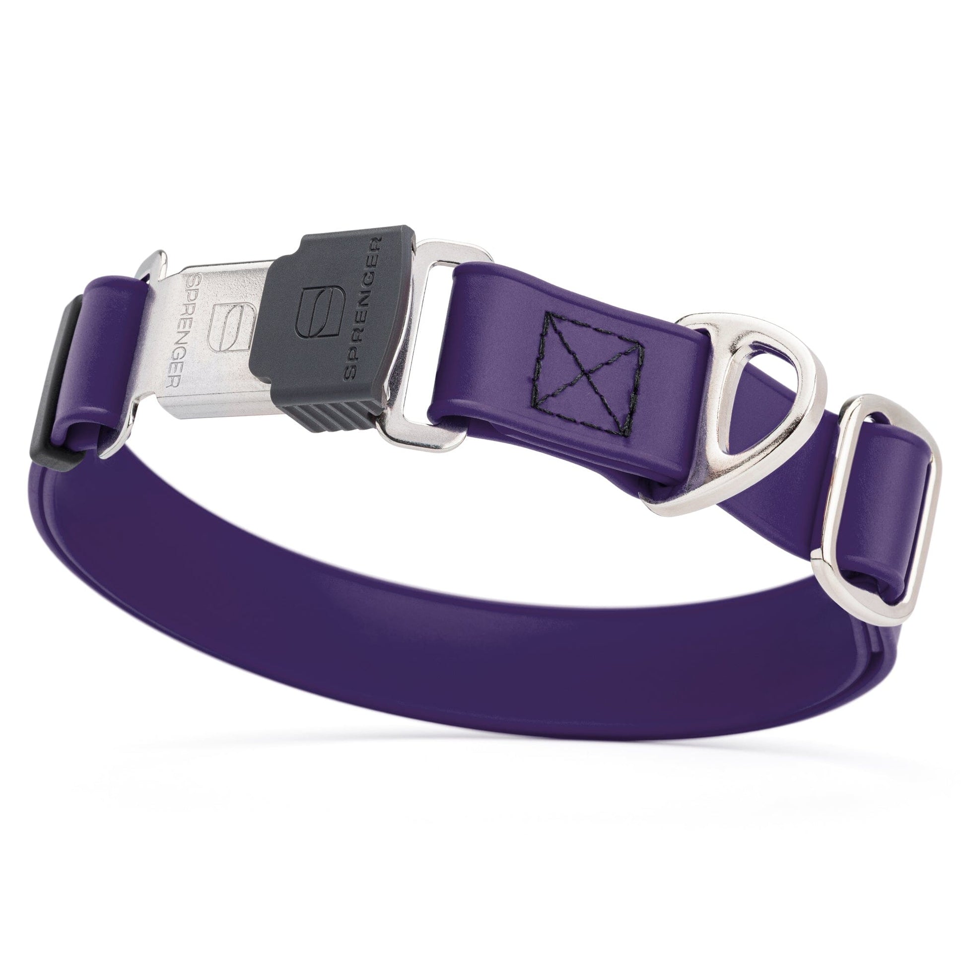 Dogline Biothane Waterproof Dog Collar with Herm Sprenger Stainless Steel Quick Release Buckle Violet Purple Silver Buckle Dog Collar Dogline