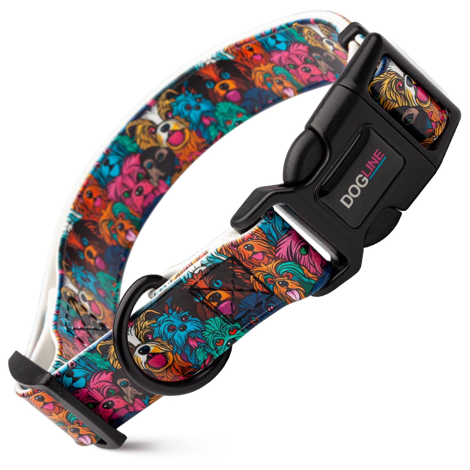 Dogline Biothane Full Color Design Printed Dog Collar with Quick Release Buckle Shaggy Dogs W 3 4" x L 12"-19" Dog Collars Dogline