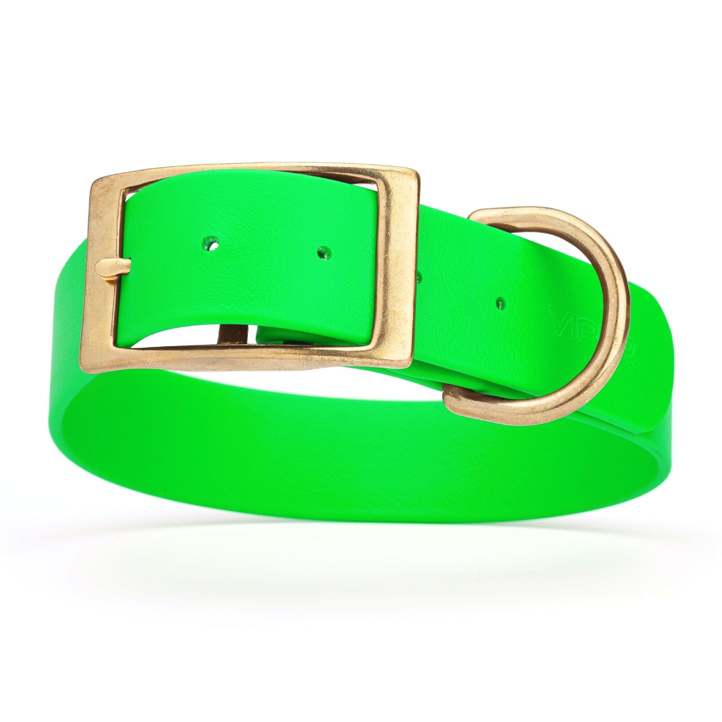 Viper Biothane Waterproof Dog Collar - Brass Hardware - 1.5in Wide - Size L (16" - 20") Tropical Green L 16"-20" x W 1.5" Dog Collar Dogline