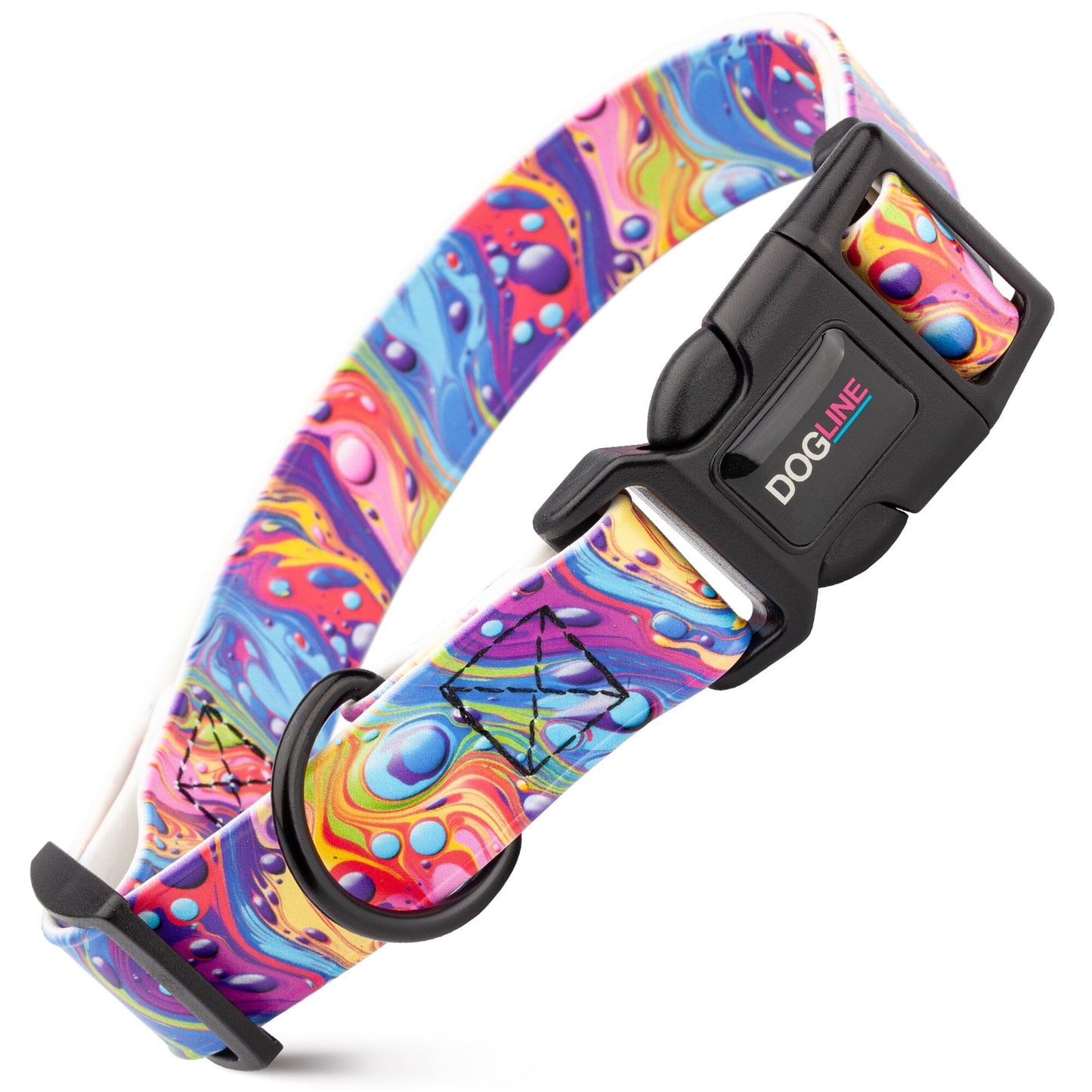 Dogline Biothane Full Color Design Printed Dog Collar with Quick Release Buckle Fusion W 3 4" x L 12"-19" Dog Collars Dogline