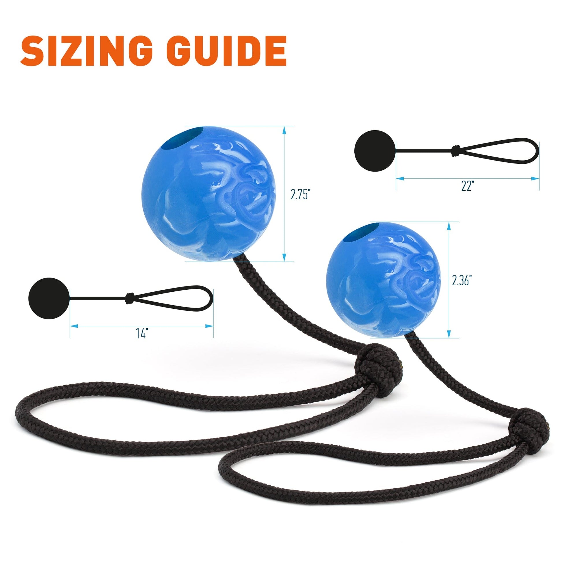 Rubber Euro Ball with Rope Dog Toys Dogline