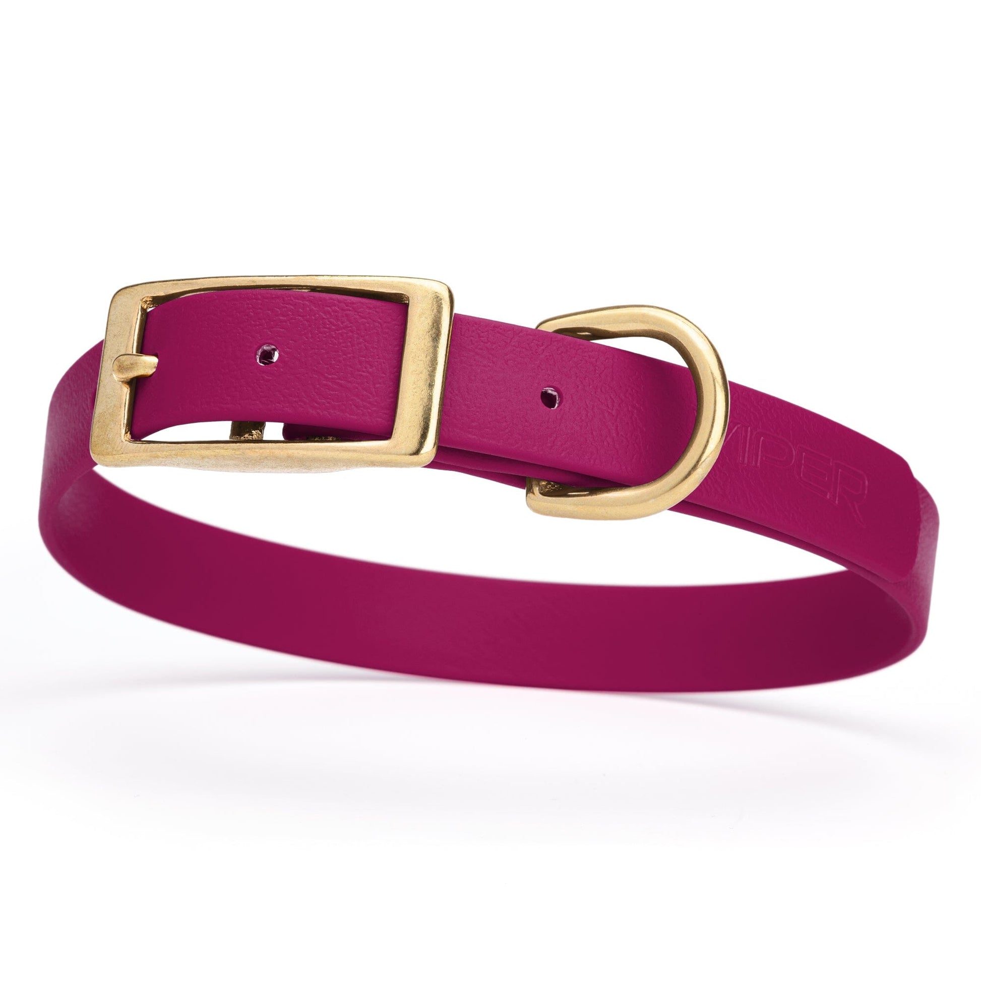 Viper Biothane Waterproof Dog Collar - Brass Hardware - Size M (15" - 18") Magenta Pink L 15"-18" x W 3 4" Dog Collar Dogline