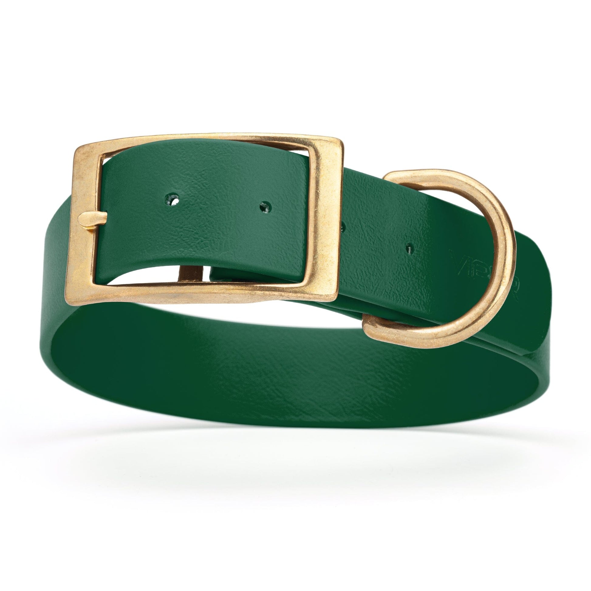 Viper Biothane Waterproof Dog Collar - Brass Hardware - 1.5in Wide - Size L (16" - 20") Hunter Green L 16"-20" x W 1.5" Dog Collar Dogline