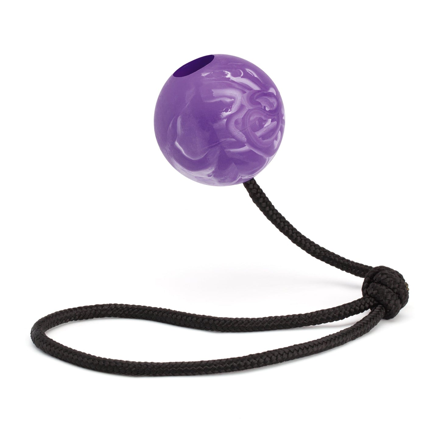 Rubber Euro Ball with Rope 2.36" Purple Dog Toys Dogline
