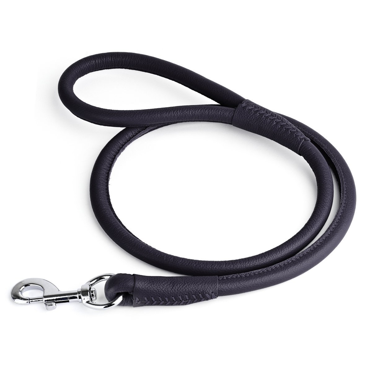 Soft Leather Round Dog Lead Black 1 2" Dog Leashes Dogline