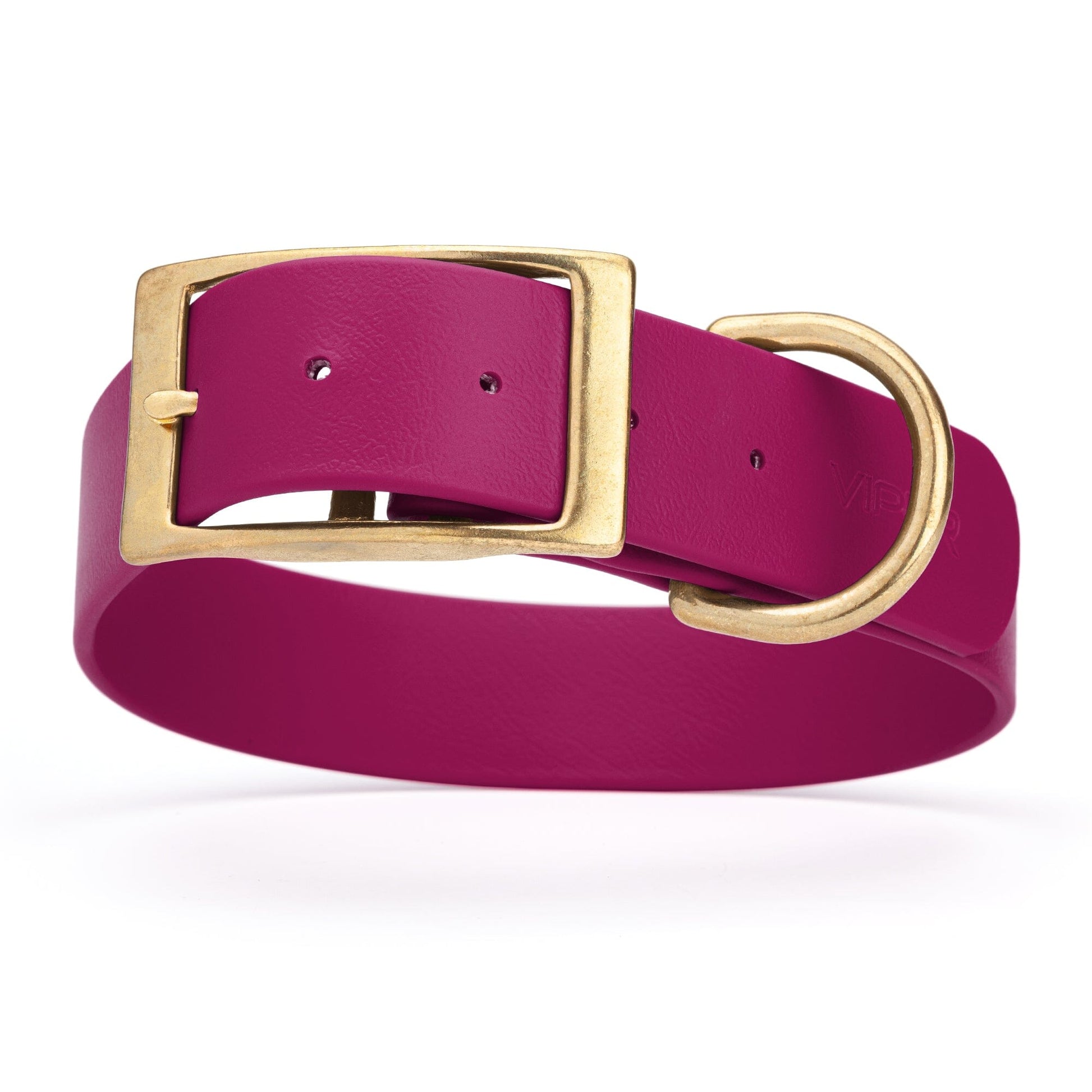 Viper Biothane Waterproof Dog Collar - Brass Hardware - 1.5in Wide - Size L (16" - 20") Magenta Pink L 16"-20" x W 1.5" Dog Collar Dogline