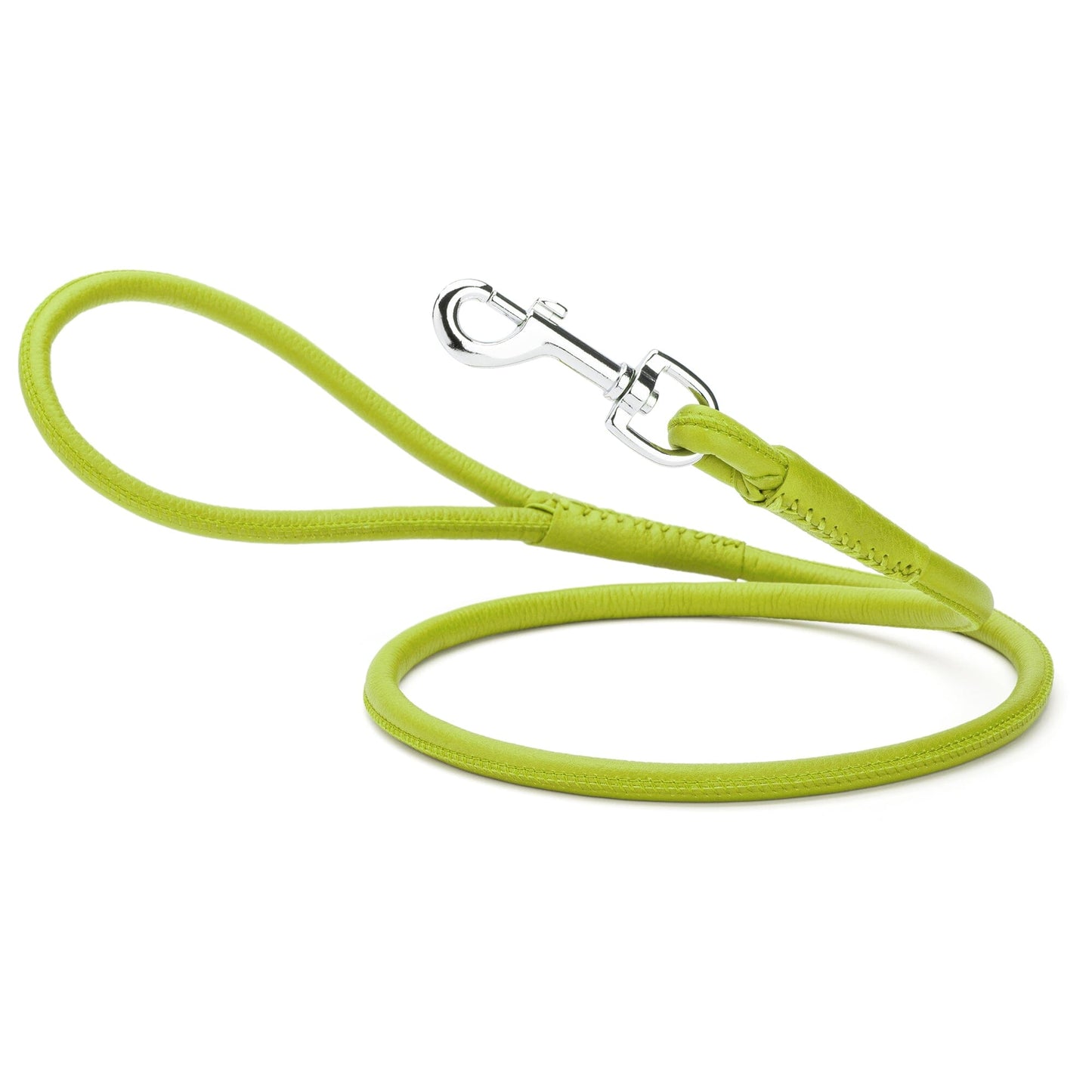 Soft Leather Round Dog Lead Lime Green Dog Leashes Dogline