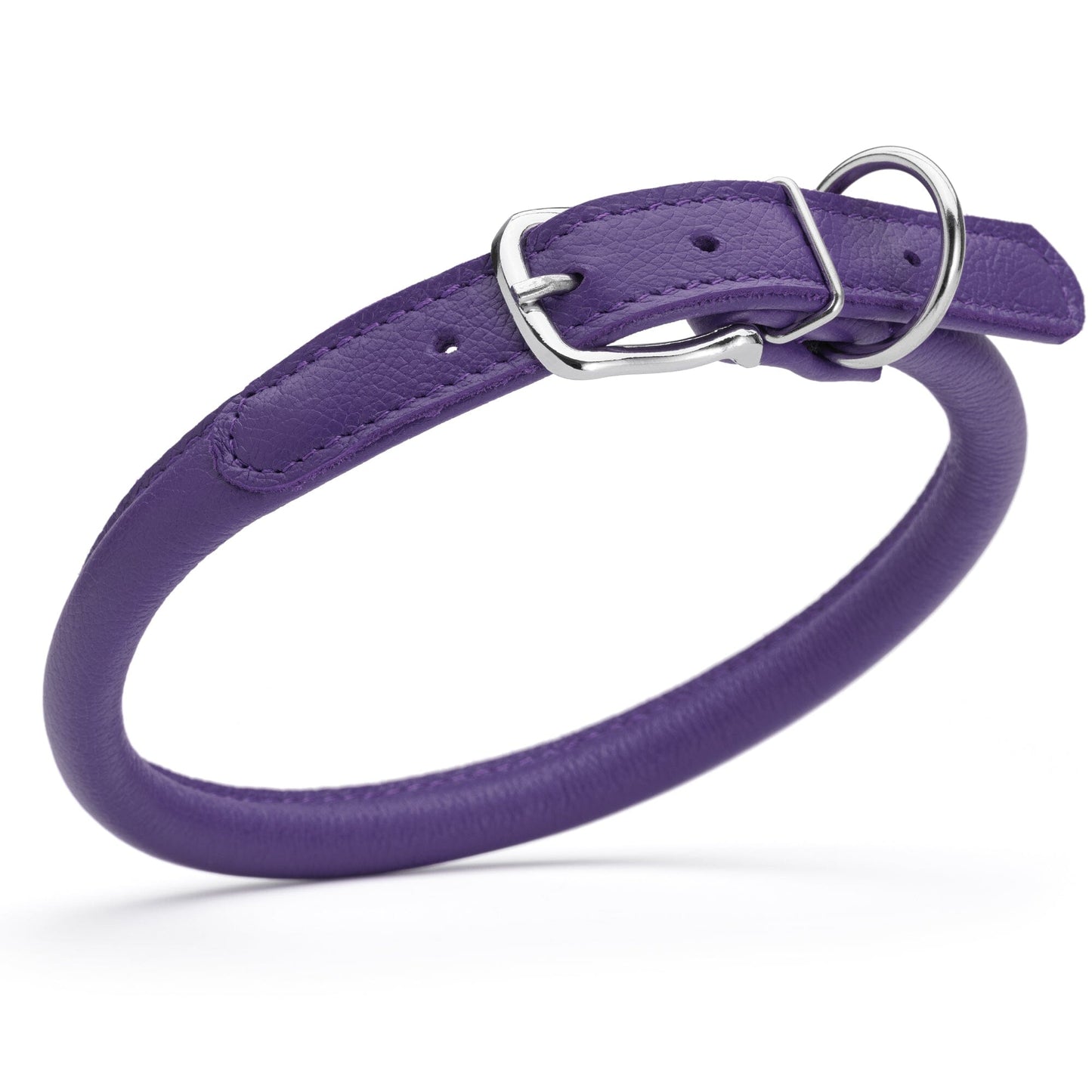 Soft Leather Round Dog Collar Purple 1 2" Dog Collar Dogline
