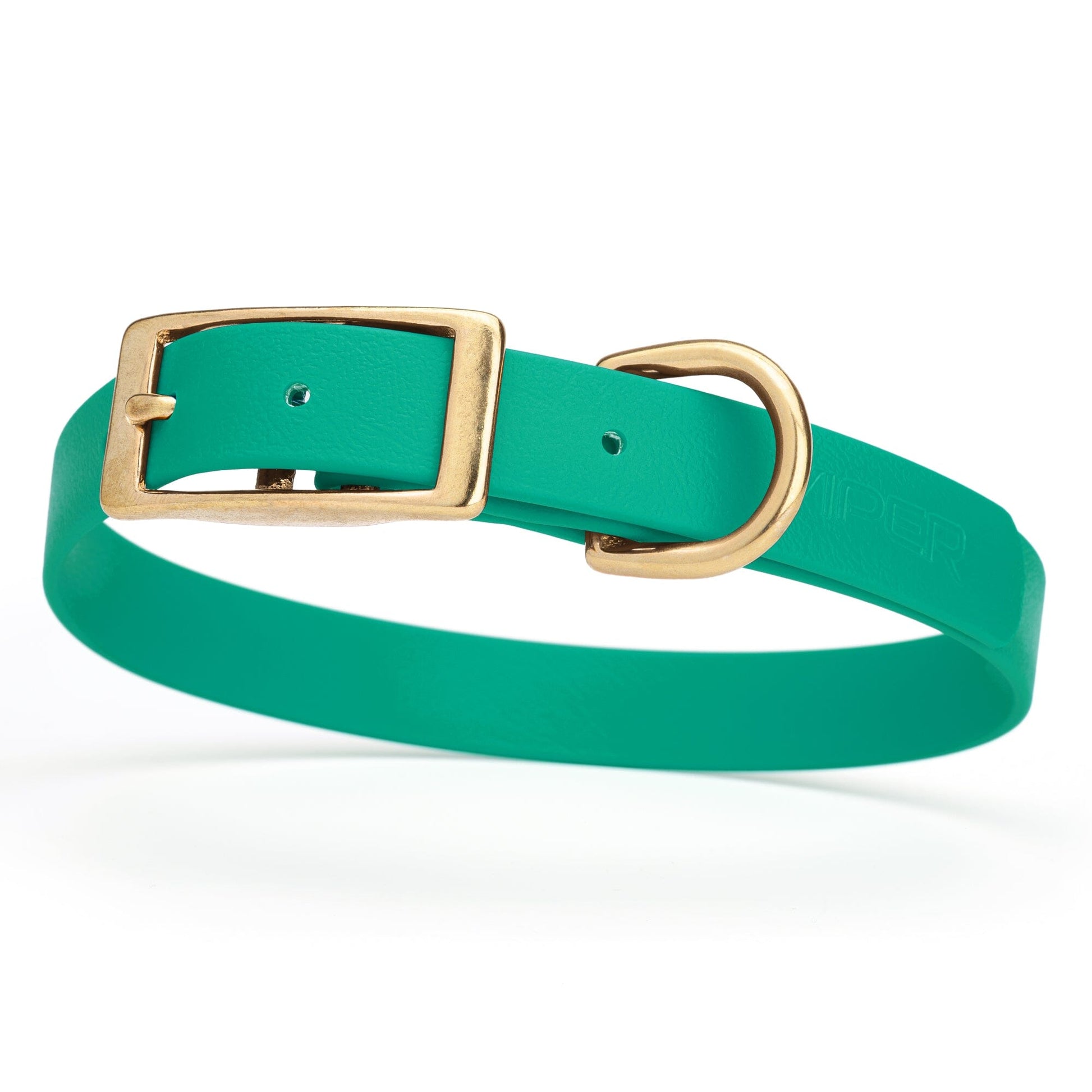 Viper Biothane Waterproof Dog Collar - Brass Hardware - Size M (15" - 18") Teal L 15"-18" x W 3 4" Dog Collar Dogline