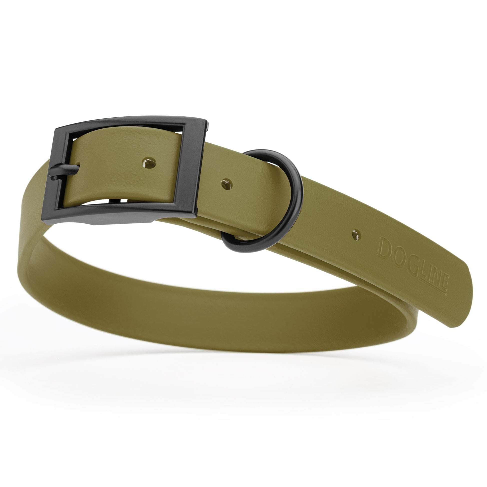 Biothane Waterproof Dog Collar - Large (18 to 22 inches) Olive Drab Green L 18"-22" x W 1" Dog Collar Dogline