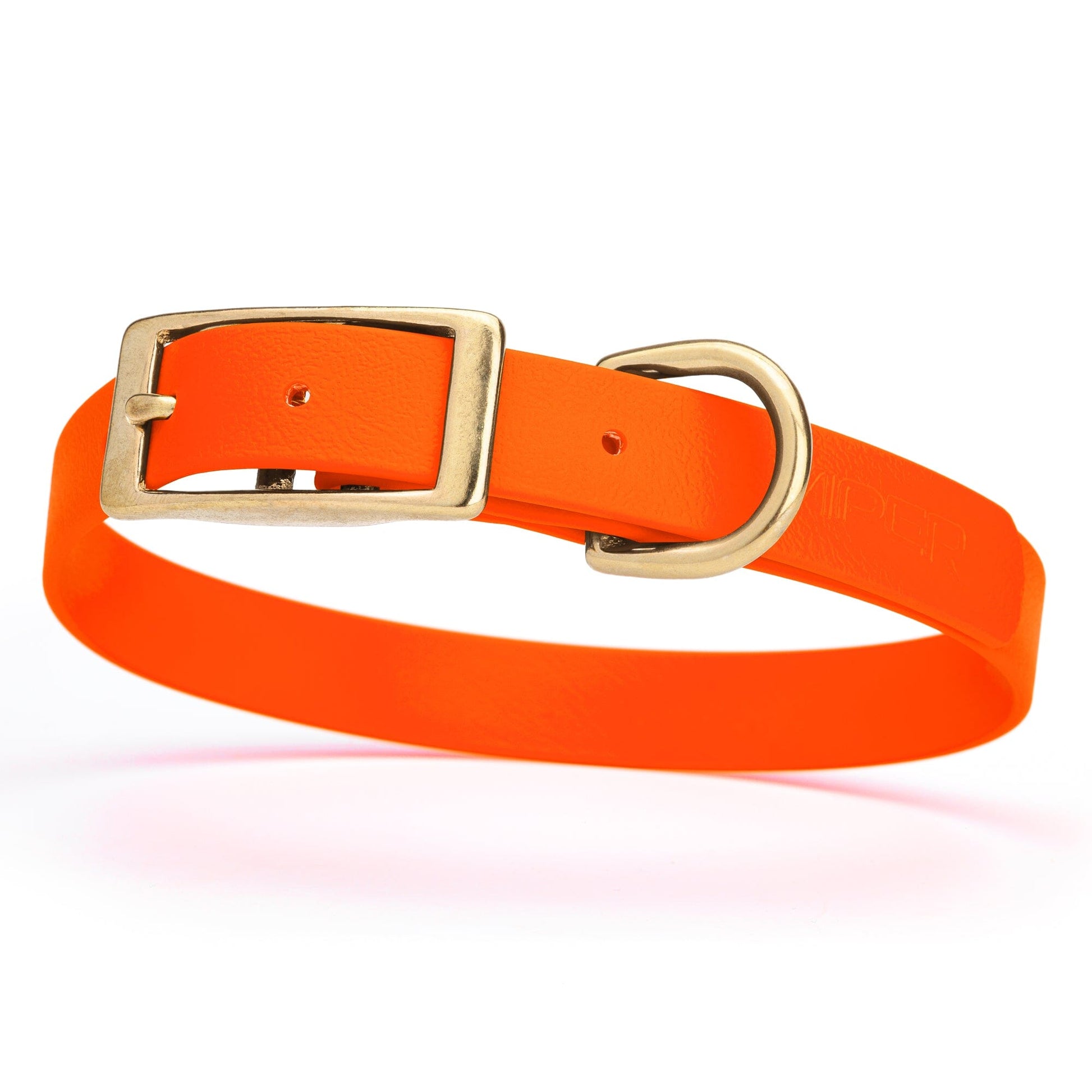 Viper Biothane Waterproof Dog Collar - Brass Hardware - Size M (15" - 18") Hunter Orange L 15"-18" x W 3 4" Dog Collar Dogline