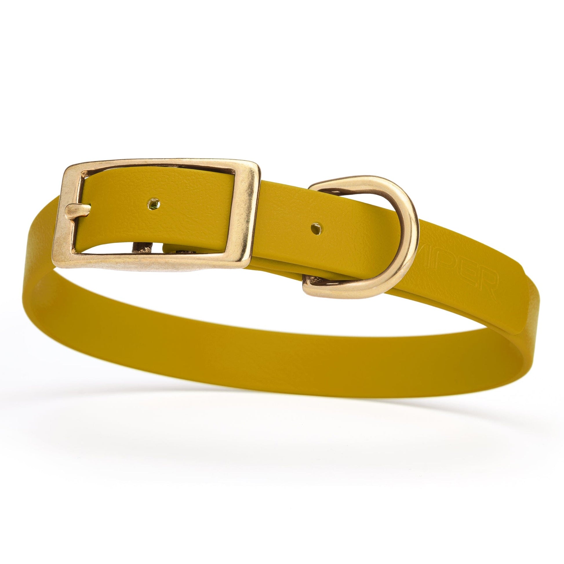 Viper Biothane Waterproof Dog Collar - Brass Hardware - Size M (15" - 18") Treasure Gold L 15"-18" x W 3 4" Dog Collar Dogline
