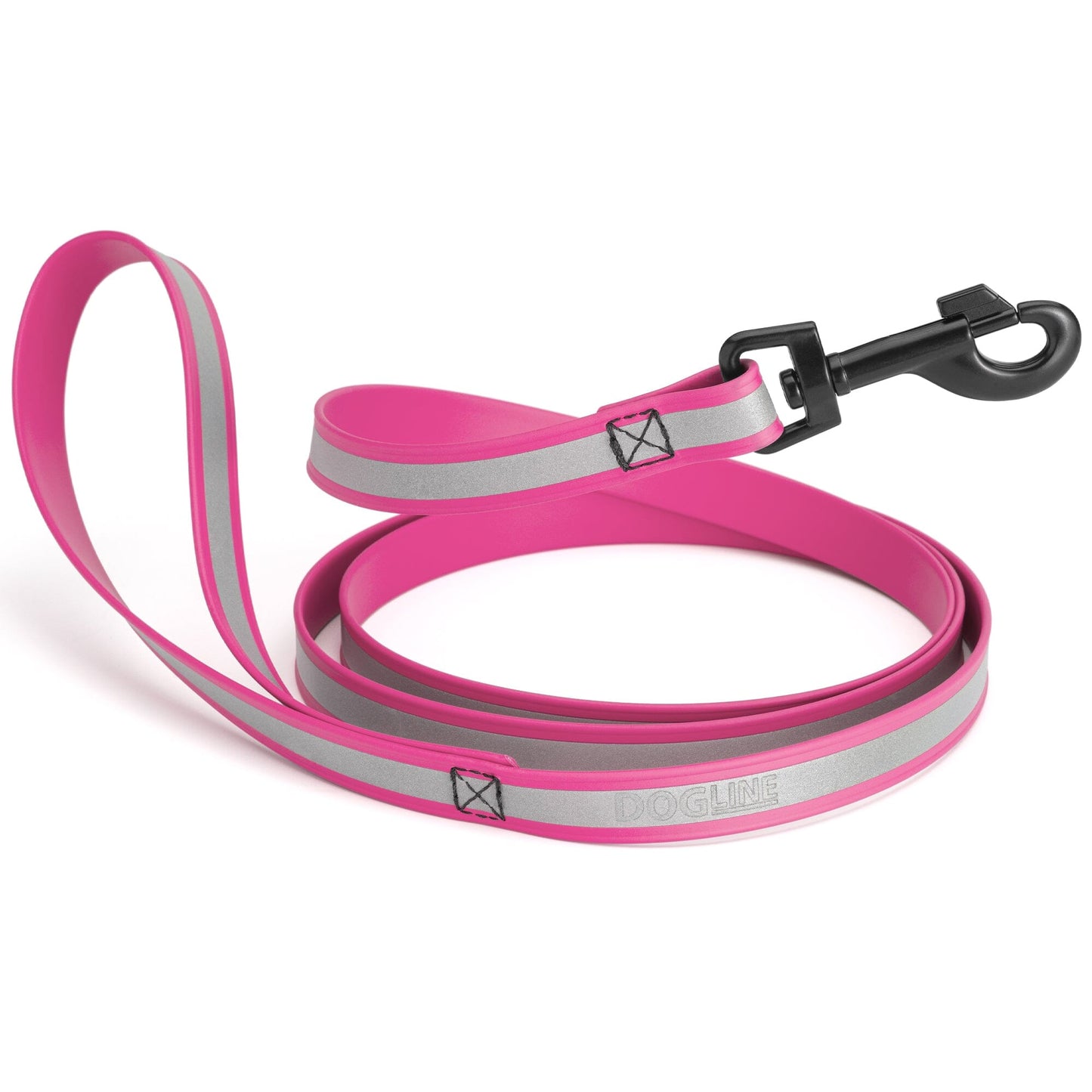 Reflective Biothane Dog Leash with Black Hardware Passionfruit Pink Dog Leashes Dogline