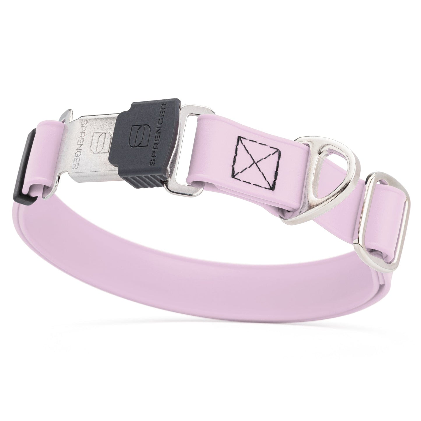 Dogline Biothane Waterproof Dog Collar with Herm Sprenger Stainless Steel Quick Release Buckle Pastel Purple Silver Buckle Dog Collar Dogline