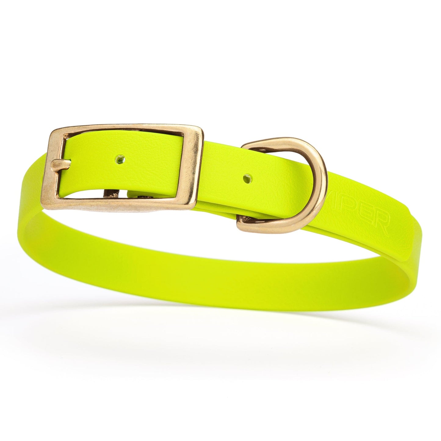 Viper Biothane Waterproof Dog Collar - Brass Hardware - Size M (15" - 18") Safety Yellow L 15"-18" x W 3 4" Dog Collar Dogline