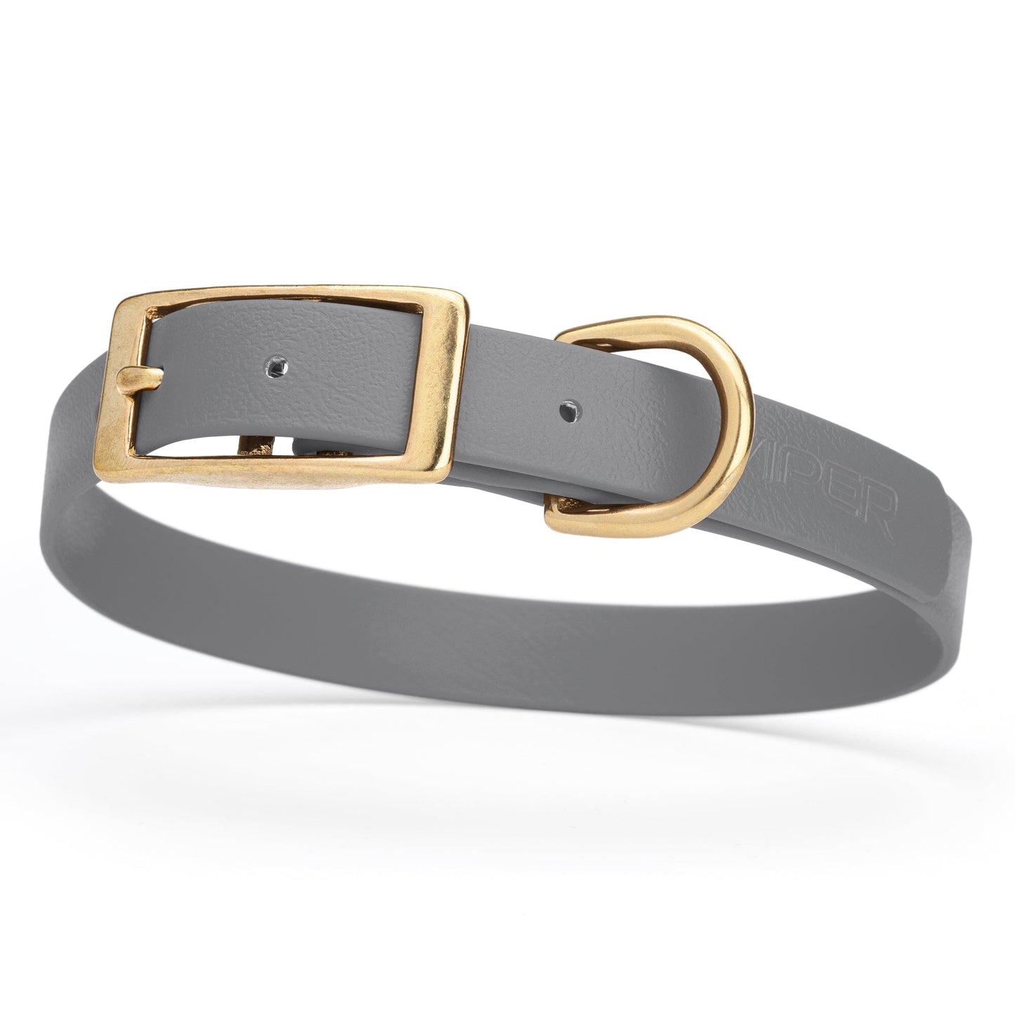 Viper Biothane Waterproof Dog Collar - Brass Hardware - Size M (15" - 18") Battleship Gray L 15"-18" x W 3 4" Dog Collar Dogline