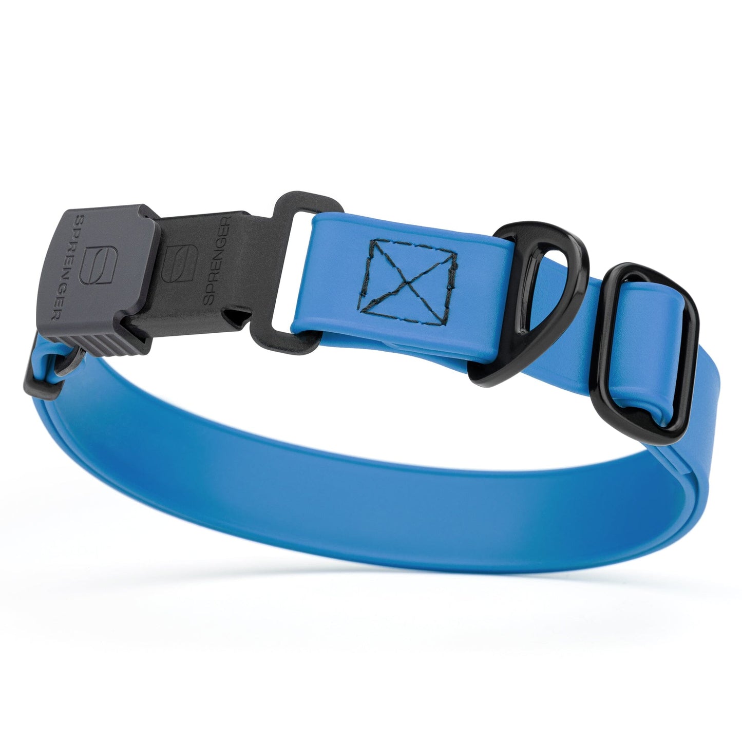 Dogline Biothane Waterproof Dog Collar with Herm Sprenger Stainless Steel Quick Release Buckle Cerulean Blue Black Buckle Dog Collar Dogline