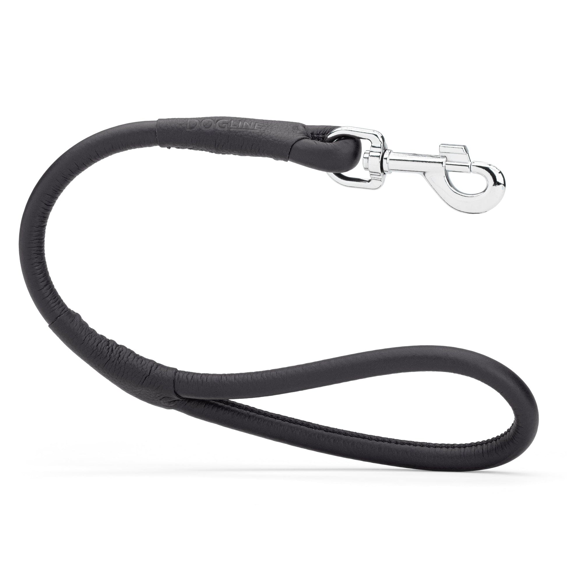 Soft Leather Round Traffic Lead Black Dog Leashes Dogline