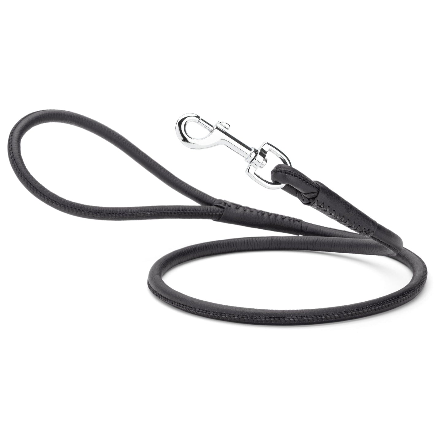Soft Leather Round Dog Lead Black Dog Leashes Dogline