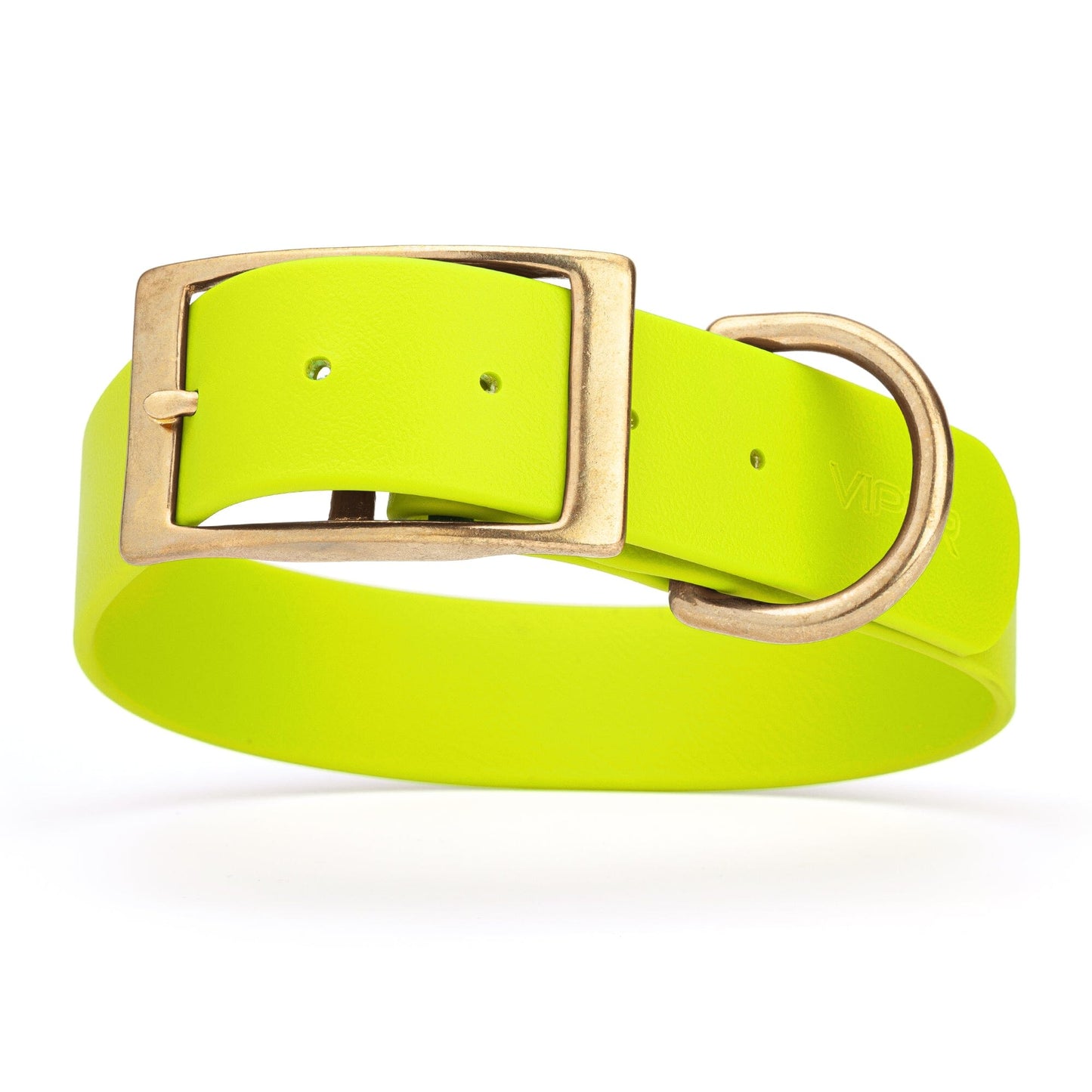 Viper Biothane Waterproof Dog Collar - Brass Hardware - 1.5in Wide - Size XL (20" - 24") Safety Yellow L 20"-24" x W 1.5" Dog Collar Dogline