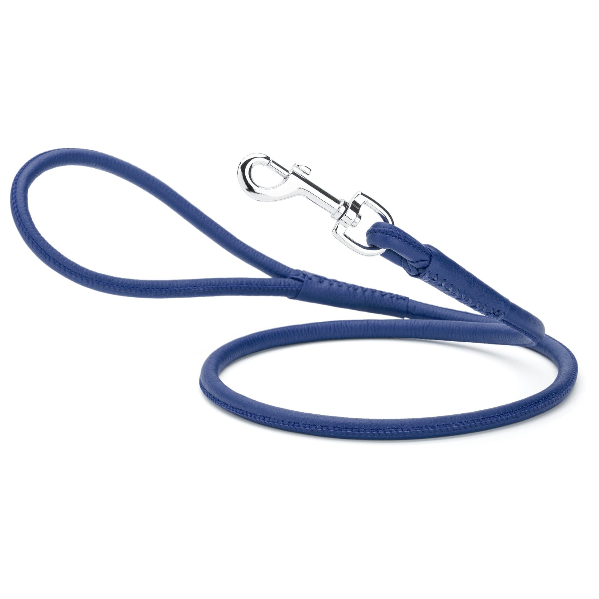 Soft Leather Round Dog Lead Royal Blue Dog Leashes Dogline