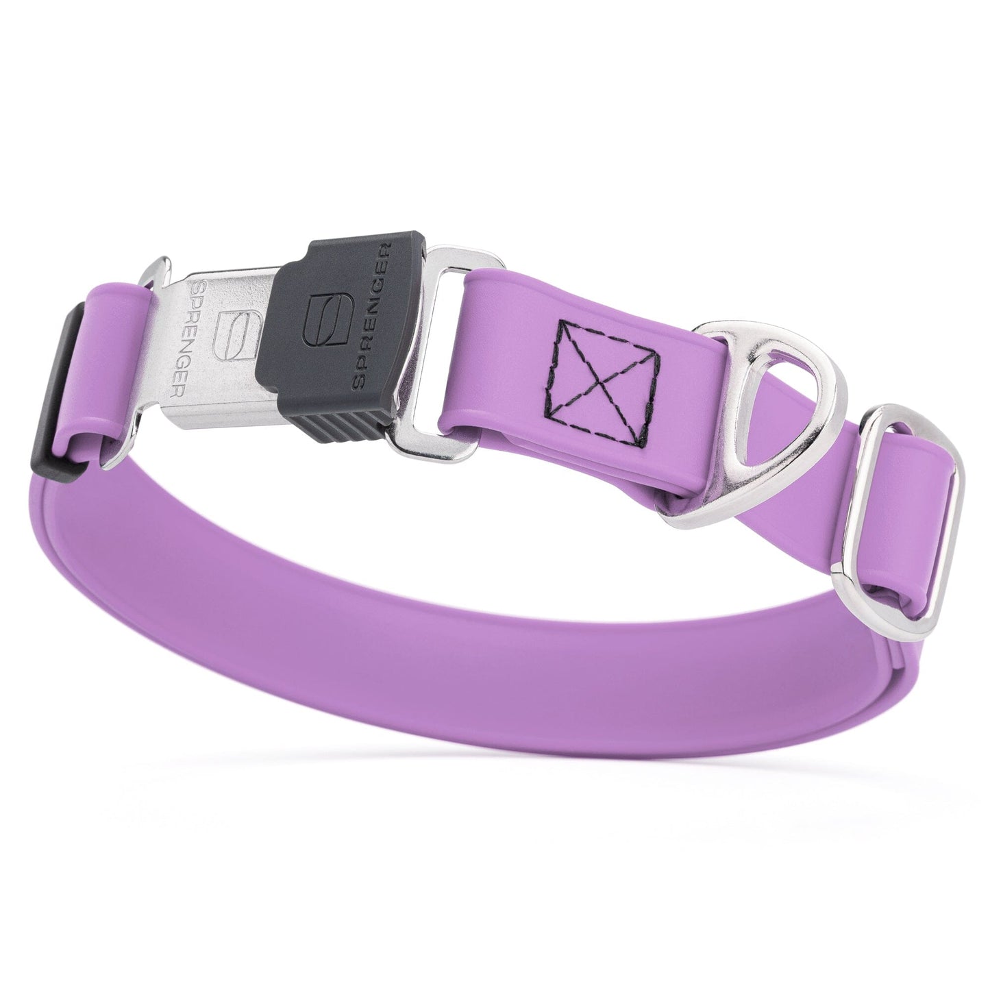 Dogline Biothane Waterproof Dog Collar with Herm Sprenger Stainless Steel Quick Release Buckle Amethyst Purple Silver Buckle Dog Collar Dogline