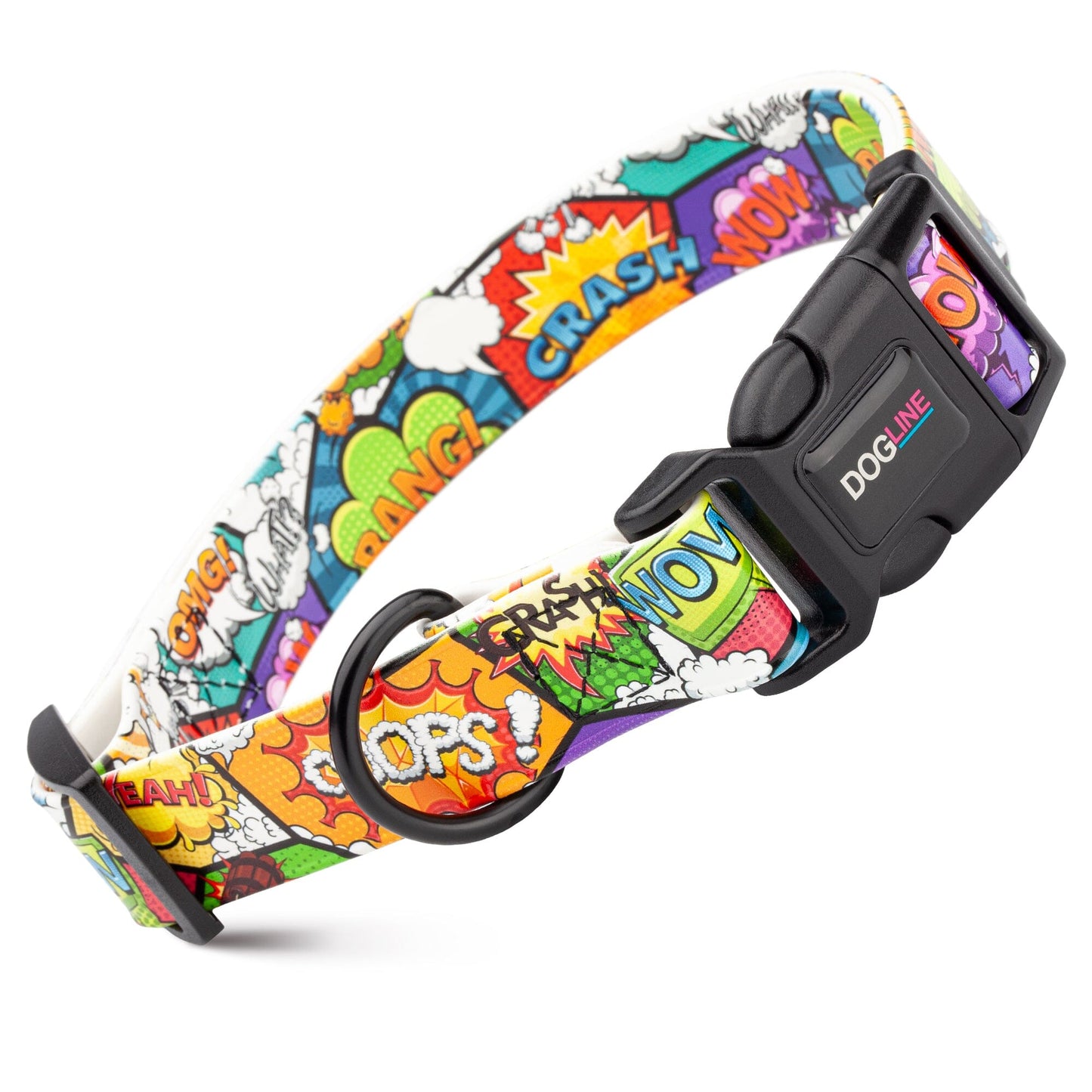Dogline Biothane Full Color Design Printed Dog Collar with Quick Release Buckle Comics W 3 4" x L 12"-19" Dog Collars Dogline