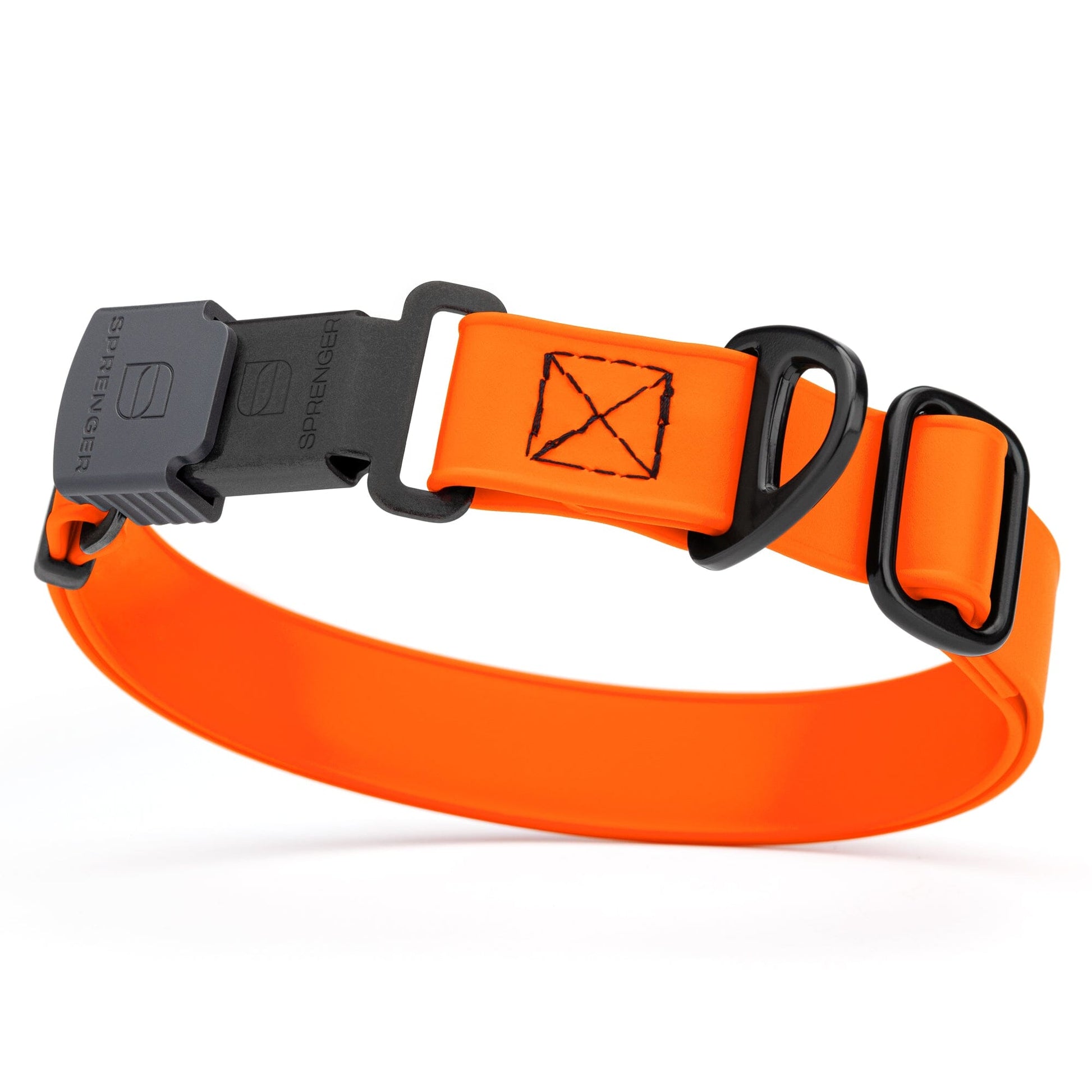 Dogline Biothane Waterproof Dog Collar with Herm Sprenger Stainless Steel Quick Release Buckle Hunter Orange Black Buckle Dog Collar Dogline
