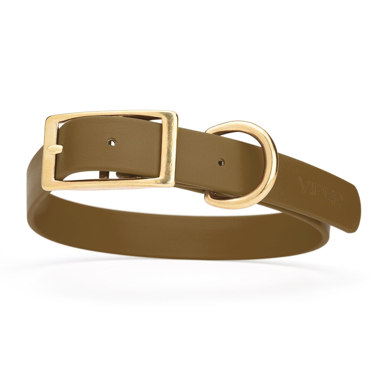 Viper Biothane Waterproof Dog Collar - Brass Hardware - Size L (18" - 22") Coyote Brown L 18"-22" x W 1" Dog Collar Dogline