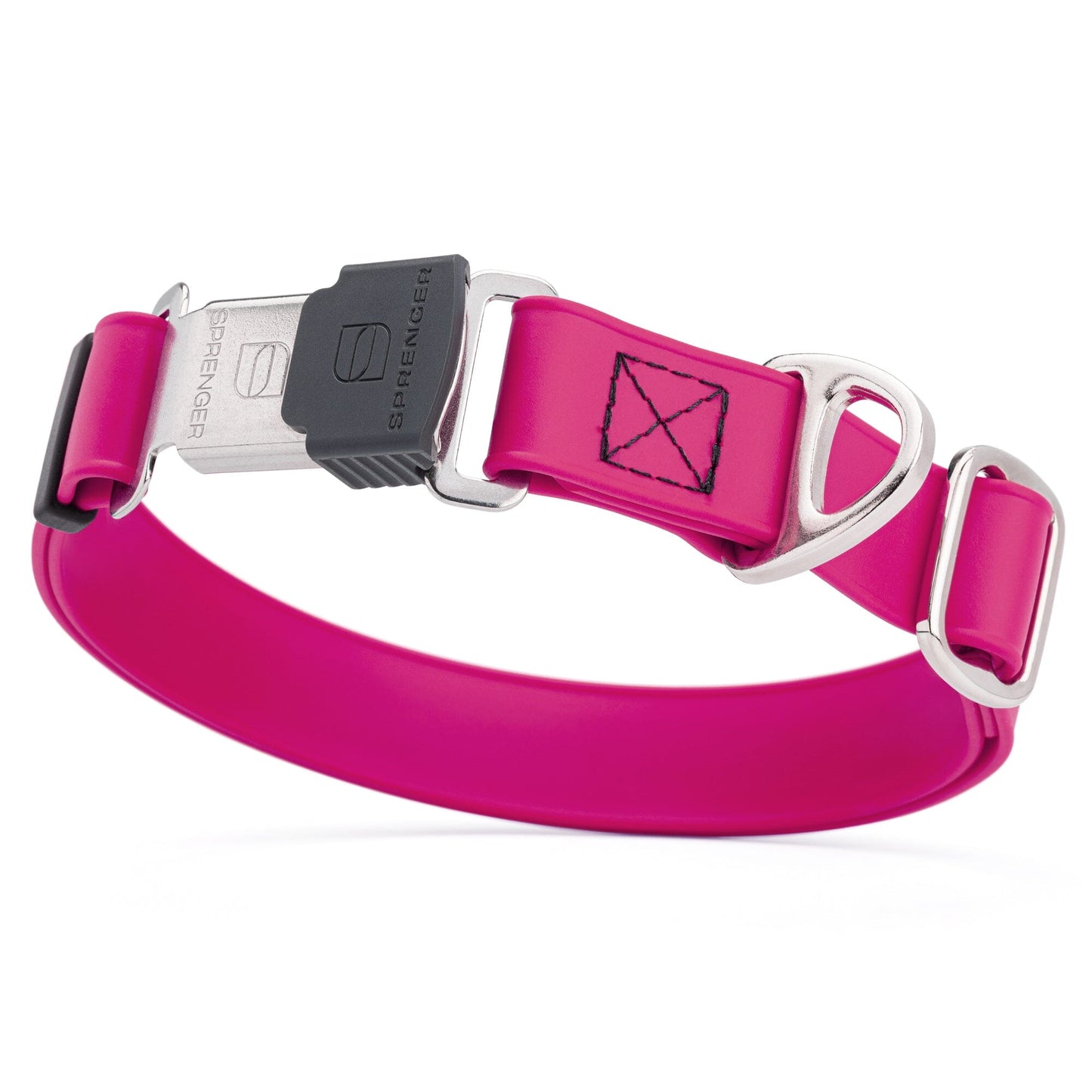 Dogline Biothane Waterproof Dog Collar with Herm Sprenger Stainless Steel Quick Release Buckle Magenta Pink Silver Buckle Dog Collar Dogline
