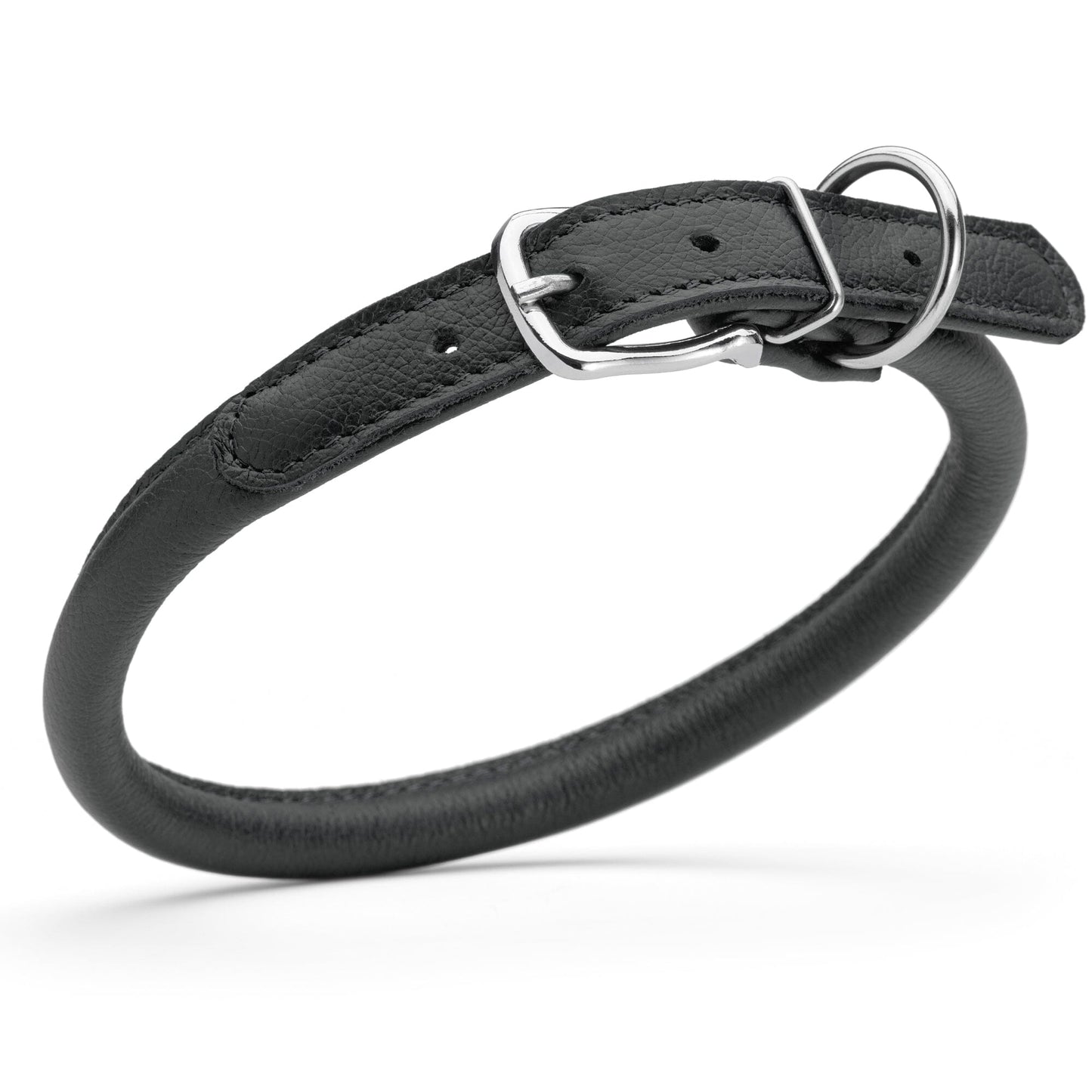 Soft Leather Round Dog Collar Black 1 2" Dog Collar Dogline