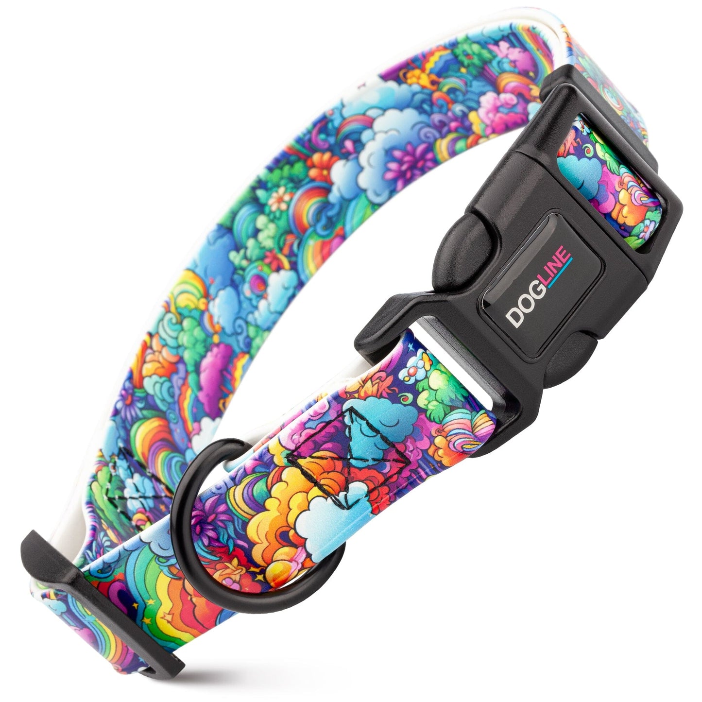 Dogline Biothane Full Color Design Printed Dog Collar with Quick Release Buckle Fantasy Forest W 3 4" x L 12"-19" Dog Collars Dogline