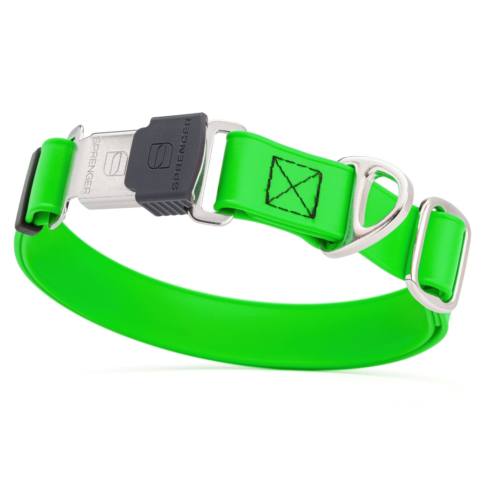 Dogline Biothane Waterproof Dog Collar with Herm Sprenger Stainless Steel Quick Release Buckle Tropical Green Silver Buckle Dog Collar Dogline