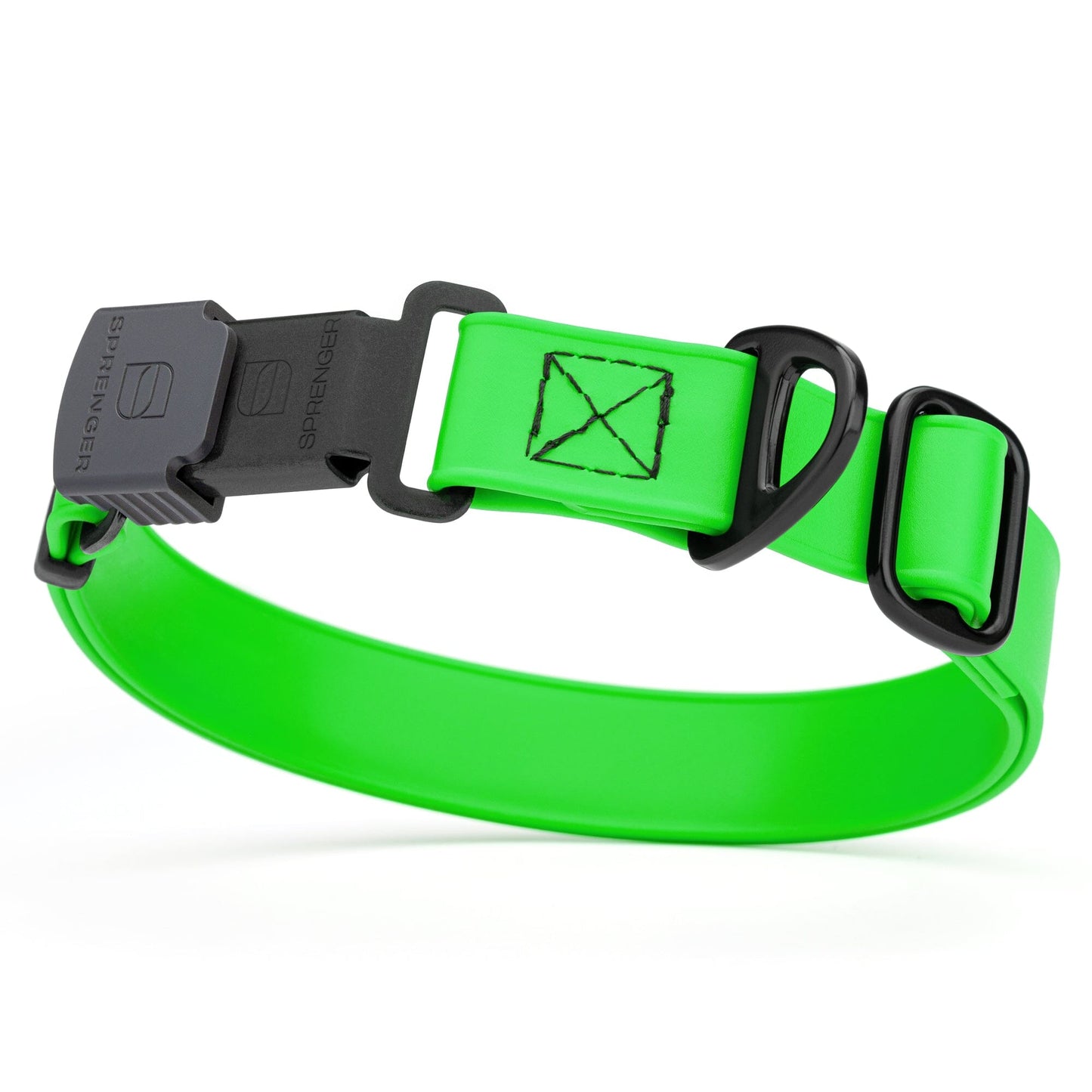 Dogline Biothane Waterproof Dog Collar with Herm Sprenger Stainless Steel Quick Release Buckle Tropical Green Black Buckle Dog Collar Dogline