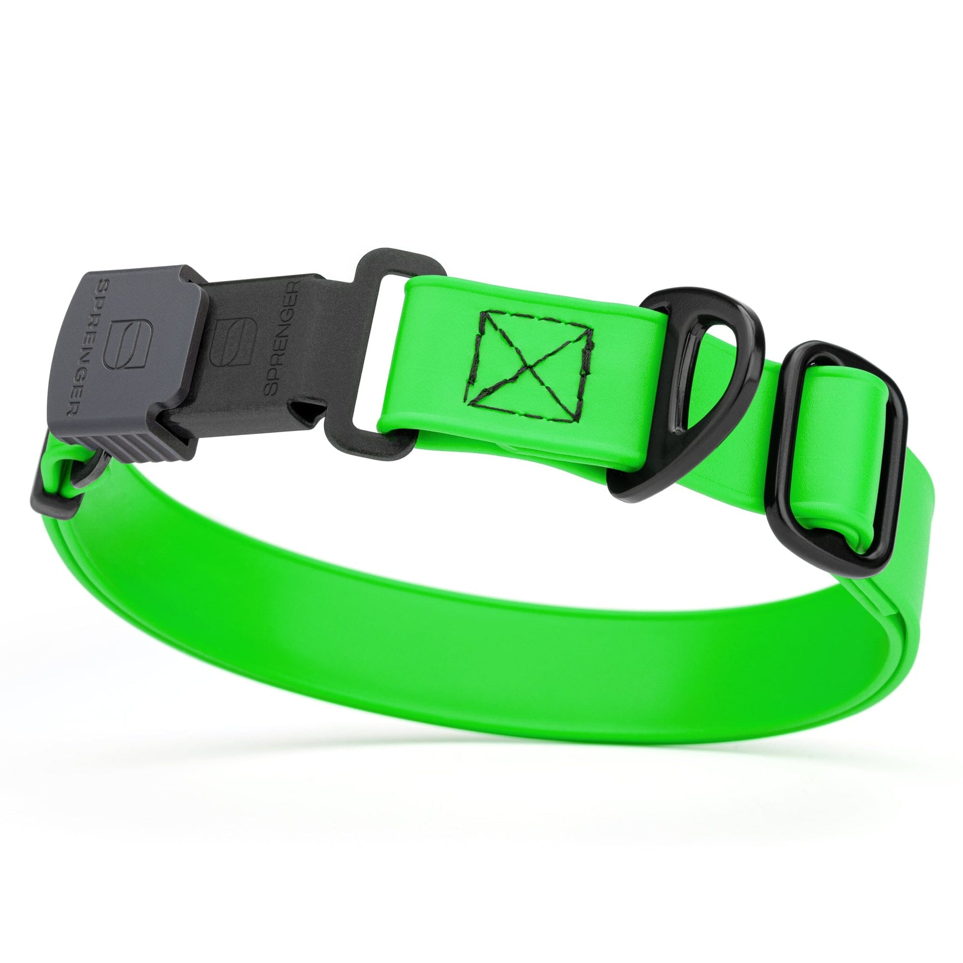 Dogline Biothane Waterproof Dog Collar with Herm Sprenger Stainless Steel Quick Release Buckle Tropical Green Black Buckle Dog Collar Dogline