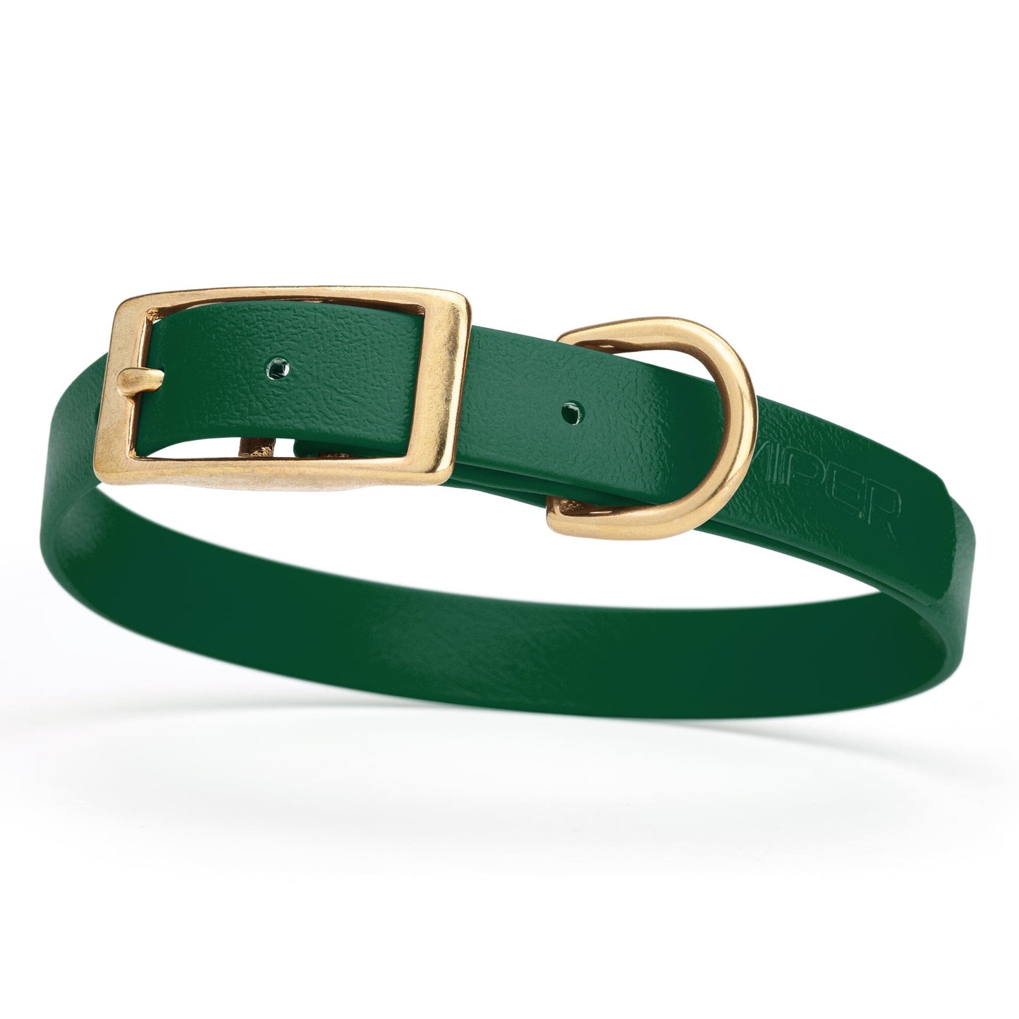 Viper Biothane Waterproof Dog Collar - Brass Hardware - Size M (15" - 18") Hunter Green L 15"-18" x W 3 4" Dog Collar Dogline