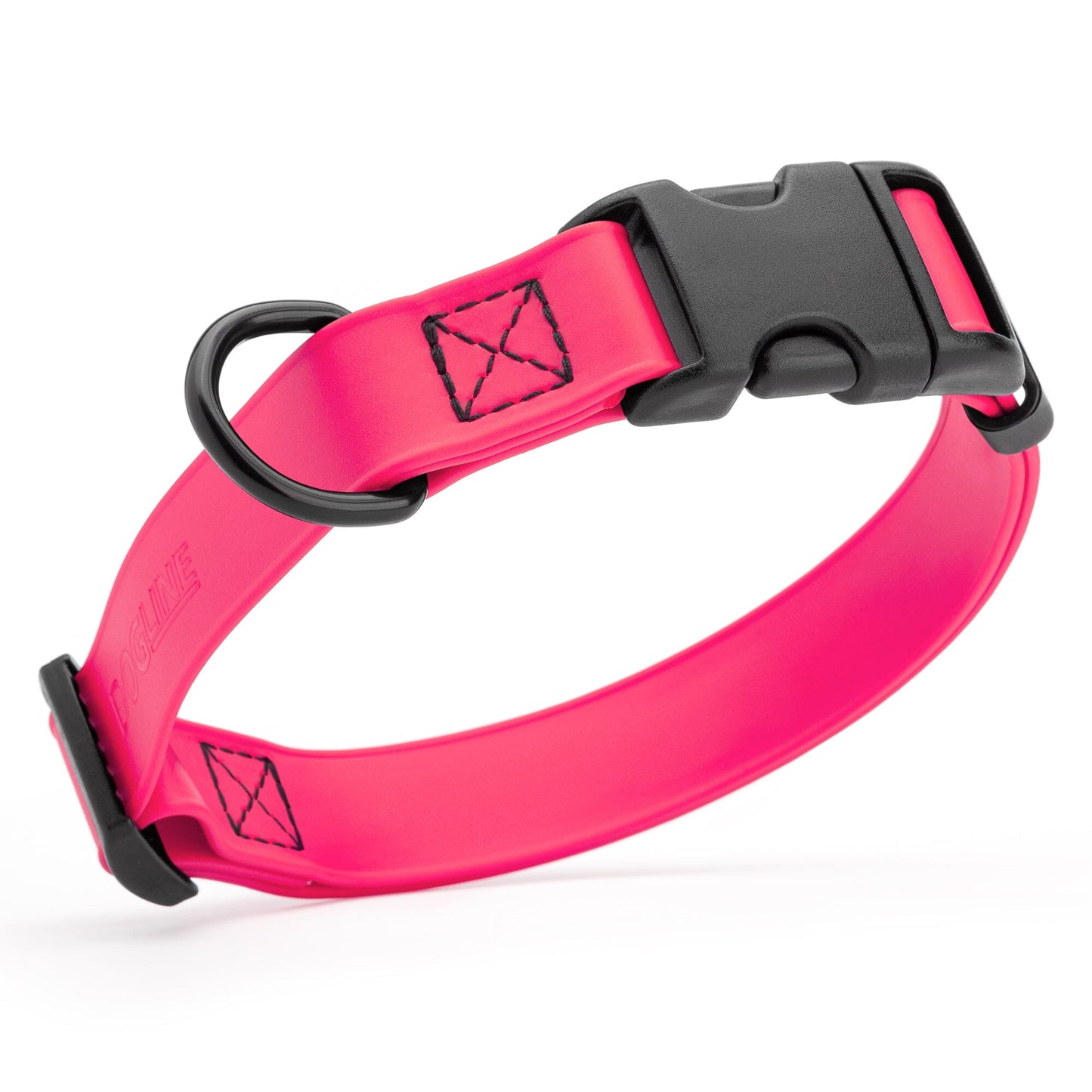Dogline Biothane Waterproof Dog Collar with Quick Release Buckle 5 8"W by 10-14"L Passionfruit Pink Dog Collar Dogline