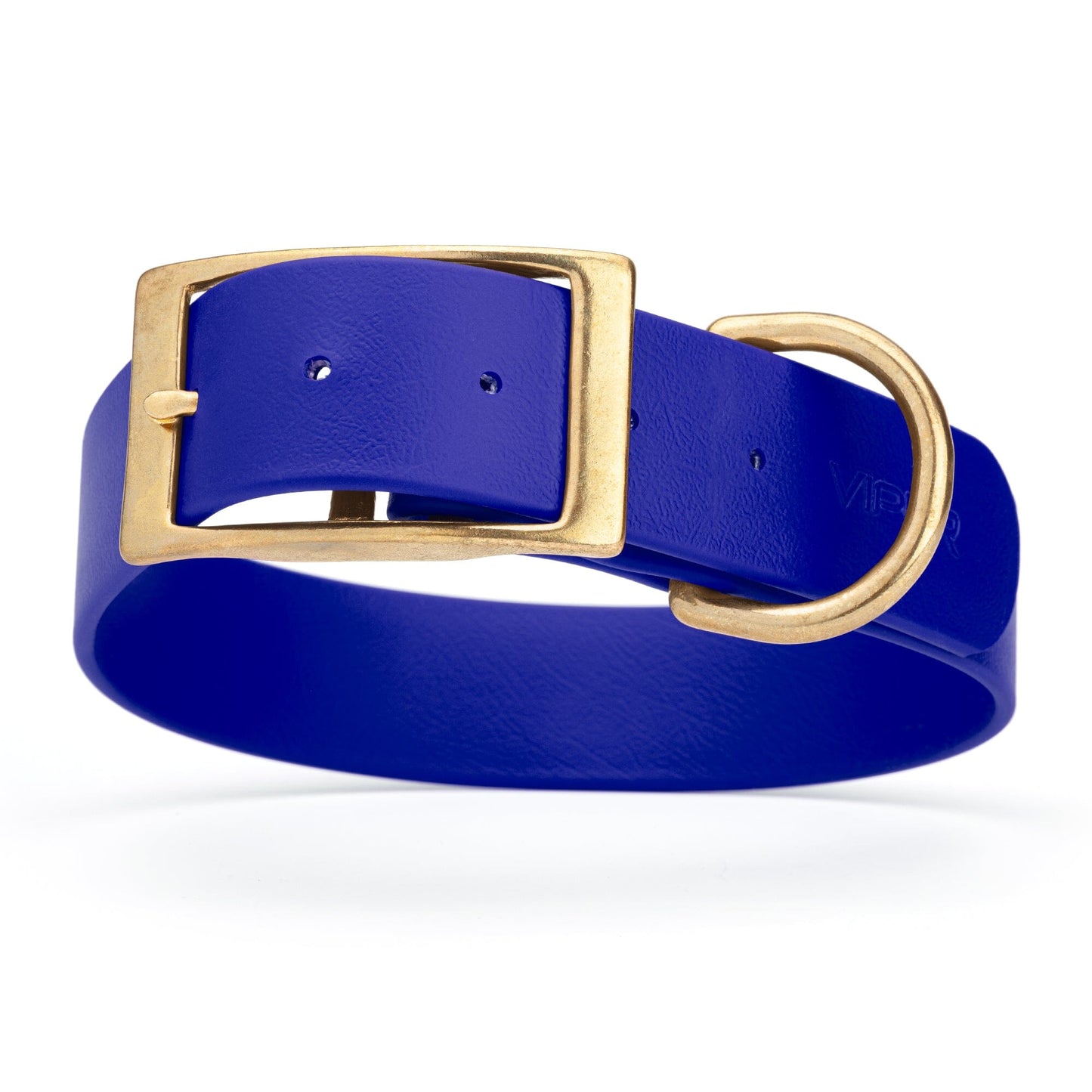 Viper Biothane Waterproof Dog Collar - Brass Hardware - 1.5in Wide - Size L (16" - 20") Blueberry Royal L 16"-20" x W 1.5" Dog Collar Dogline