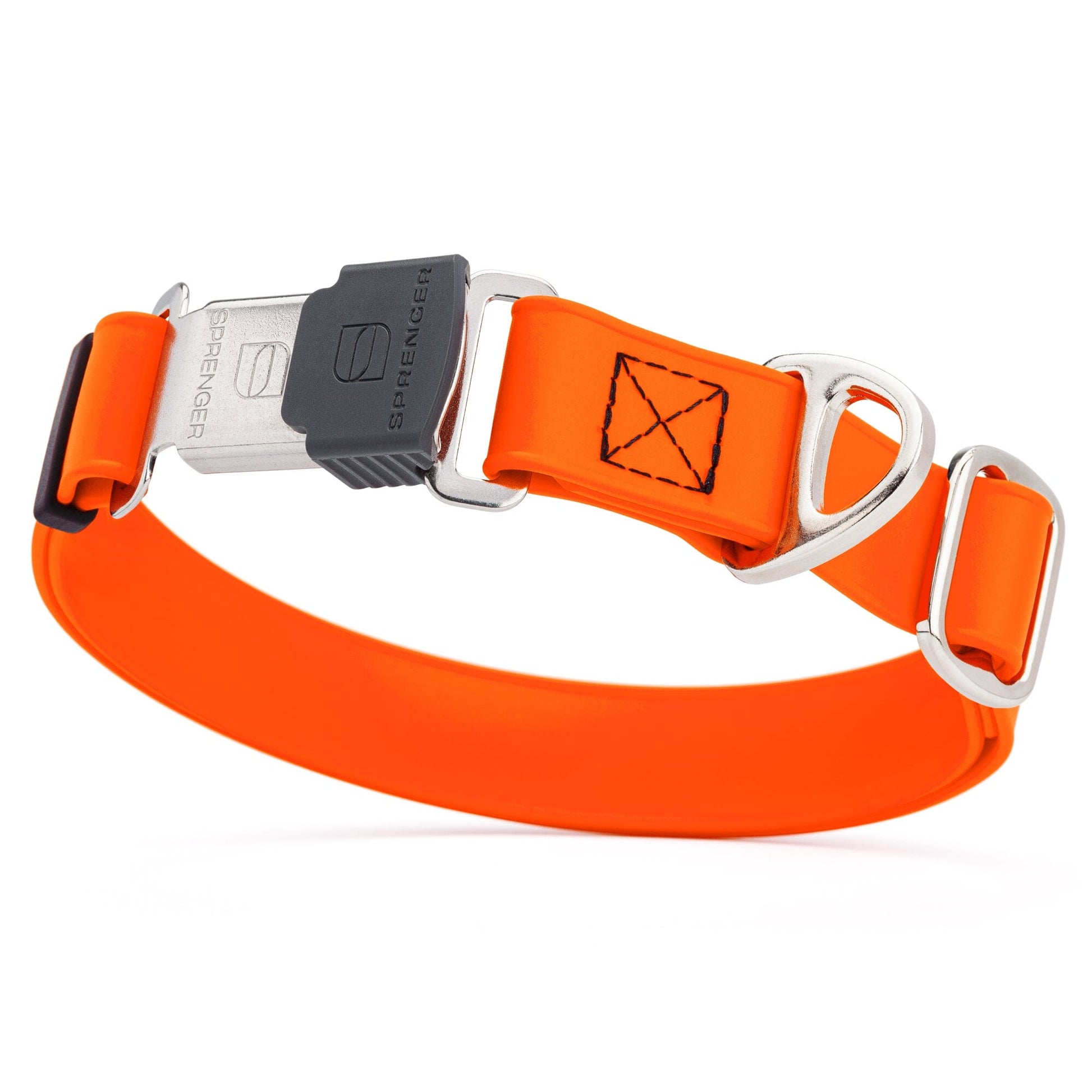 Dogline Biothane Waterproof Dog Collar with Herm Sprenger Stainless Steel Quick Release Buckle Hunter Orange Silver Buckle Dog Collar Dogline