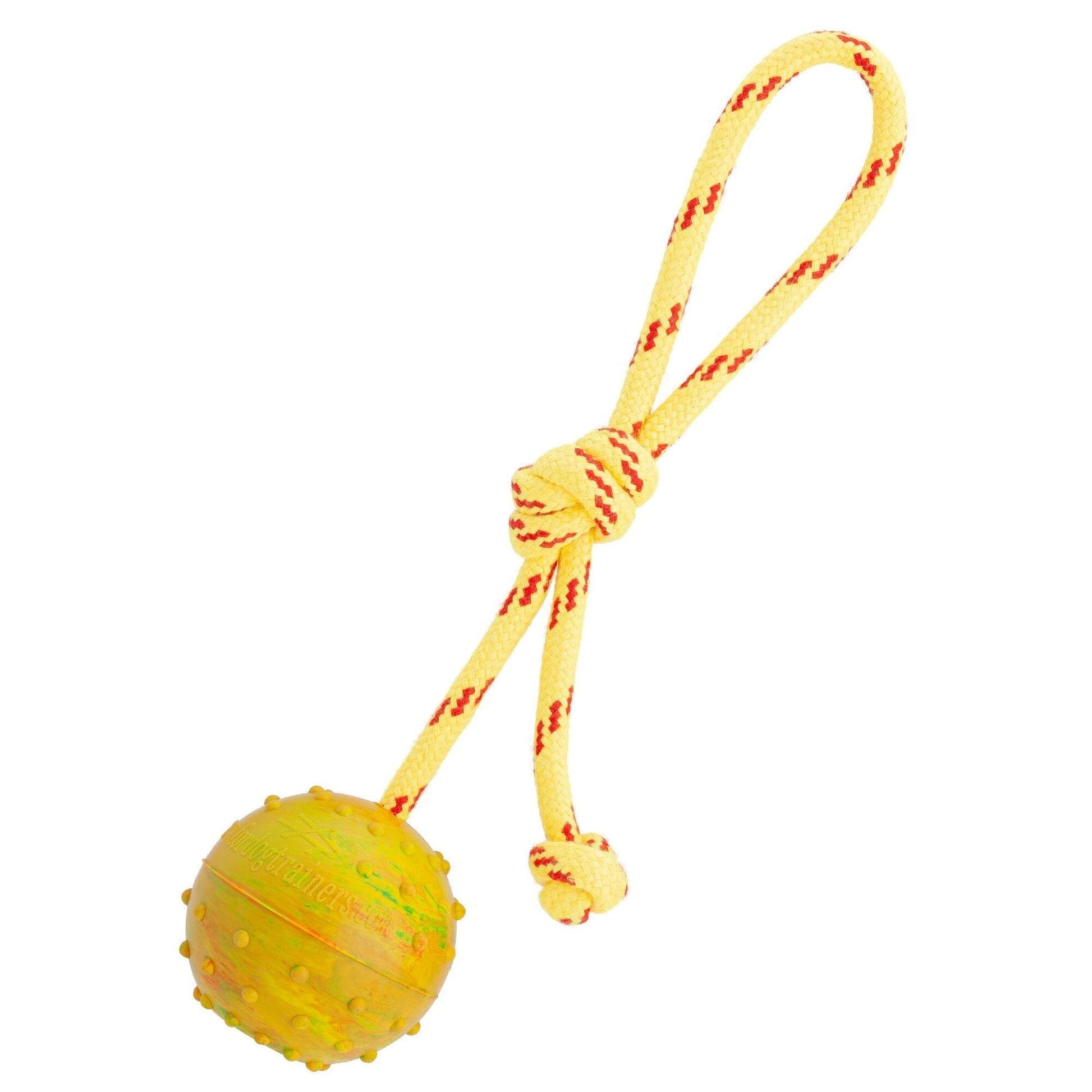 FDT Rubber Dog Ball on Rope, Medium - Diameter 2.3" (6 cm) Hollow Dog Toys Dogline