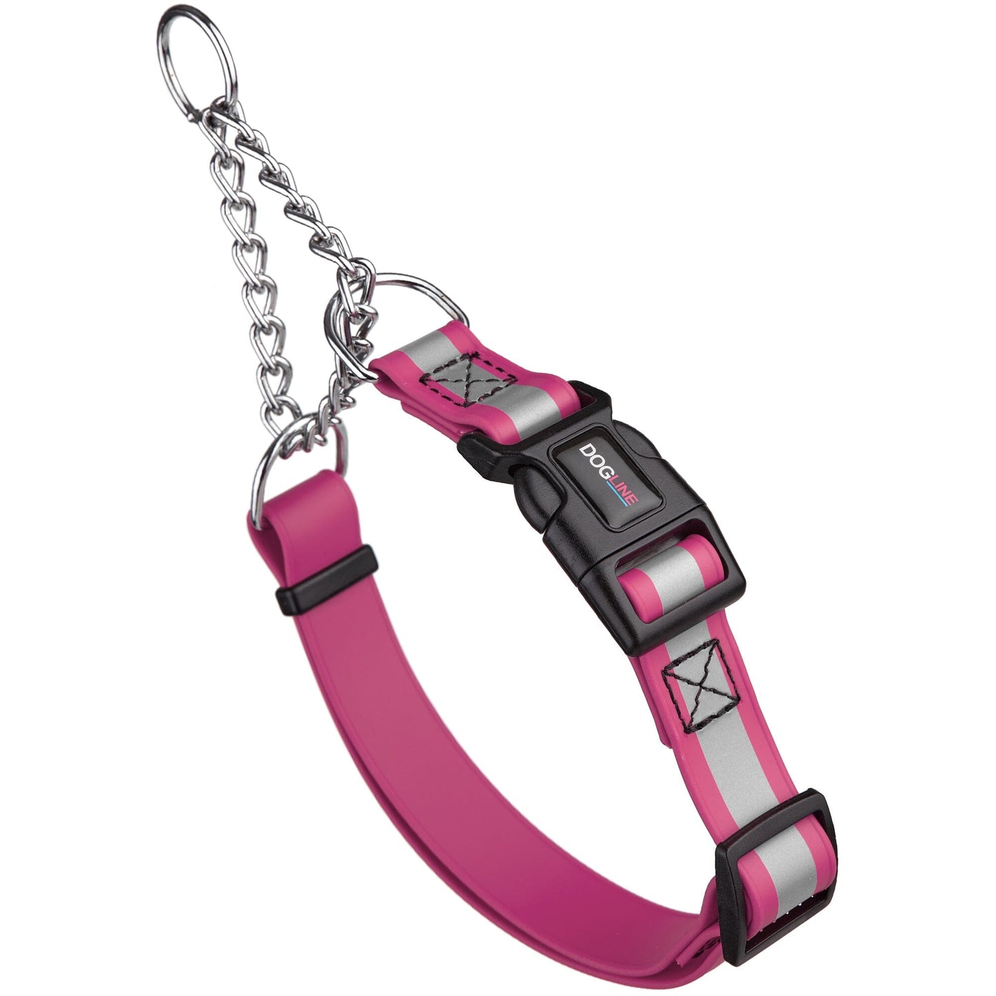 Reflective Biothane Martingale Collar with Quick Release Buckle Passionfruit Pink Dog Collar Dogline